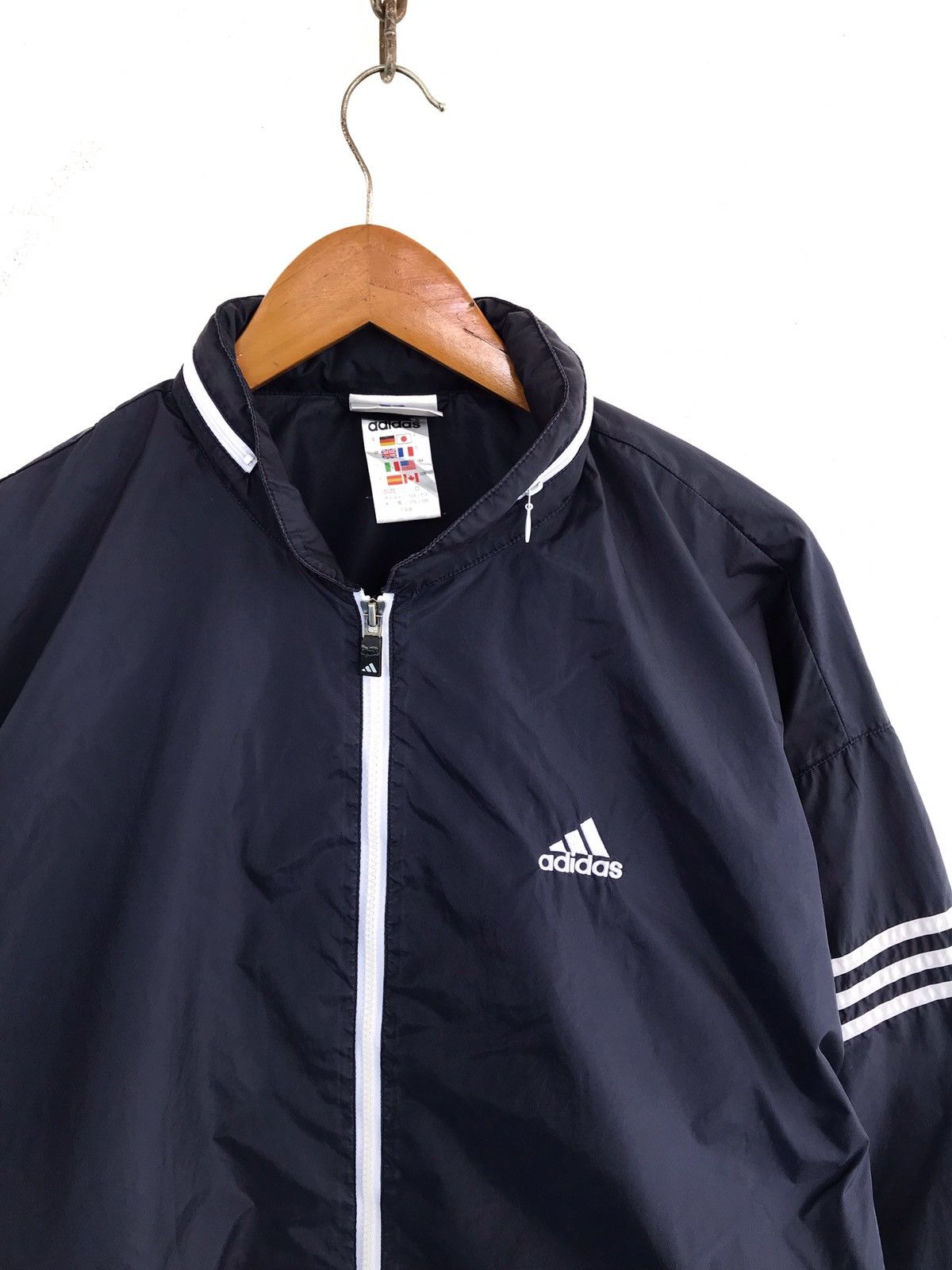 Adidas Vintage Adidas Three Stripe Streetwear Windbreaker Jacket Size US L / EU 52-54 / 3 - 3 Thumbnail