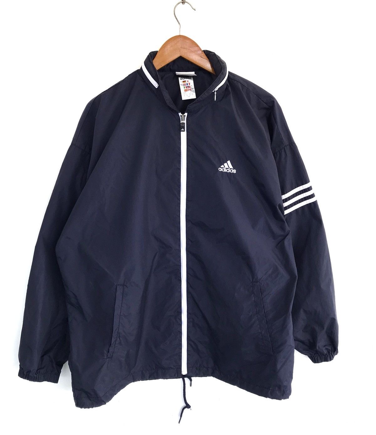 Adidas Vintage Adidas Three Stripe Streetwear Windbreaker Jacket Size US L / EU 52-54 / 3 - 1 Thumbnail