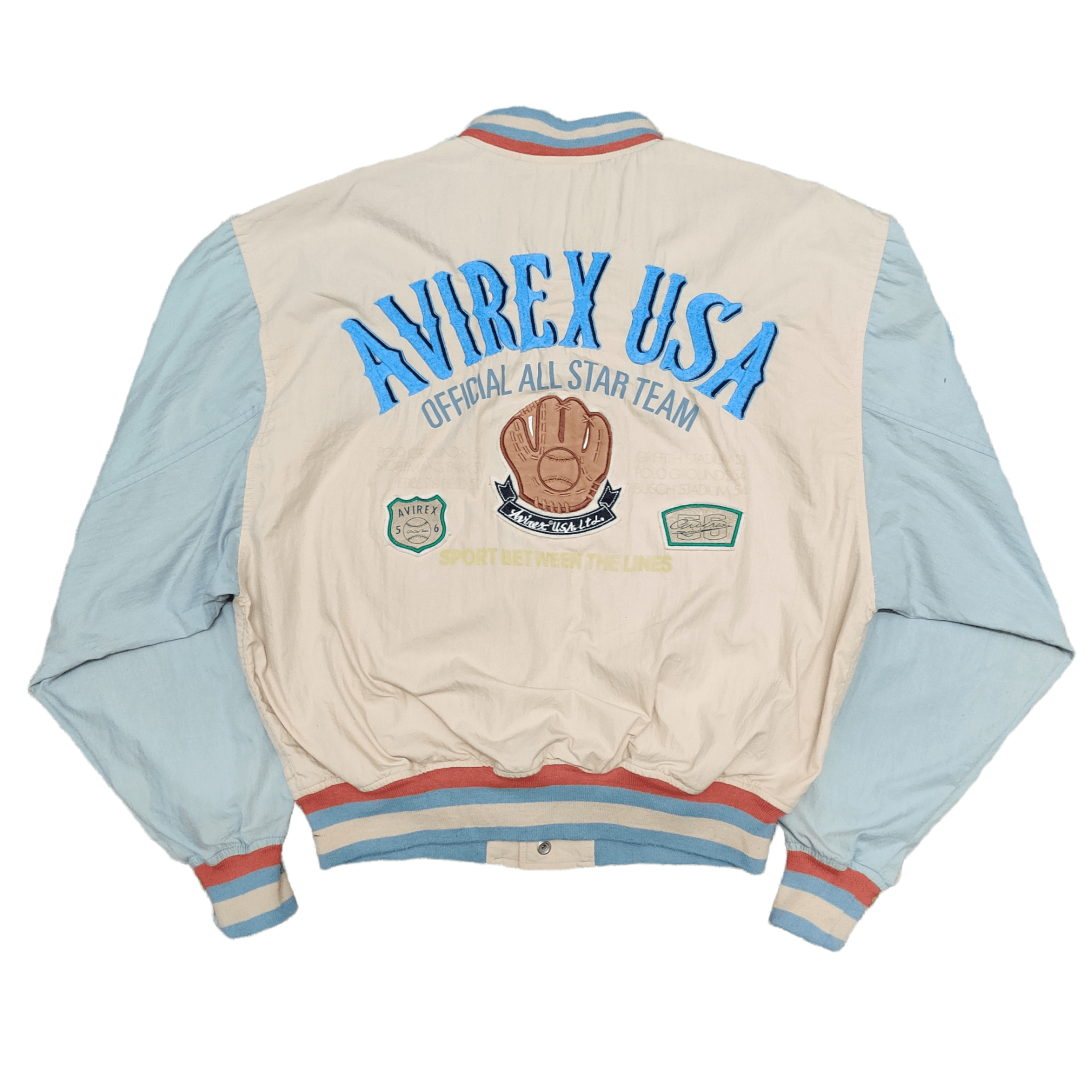 image of Vintage Avirex Usa Embroidery Varsity Bomber Jacket in Light Brown, Men's (Size Medium)