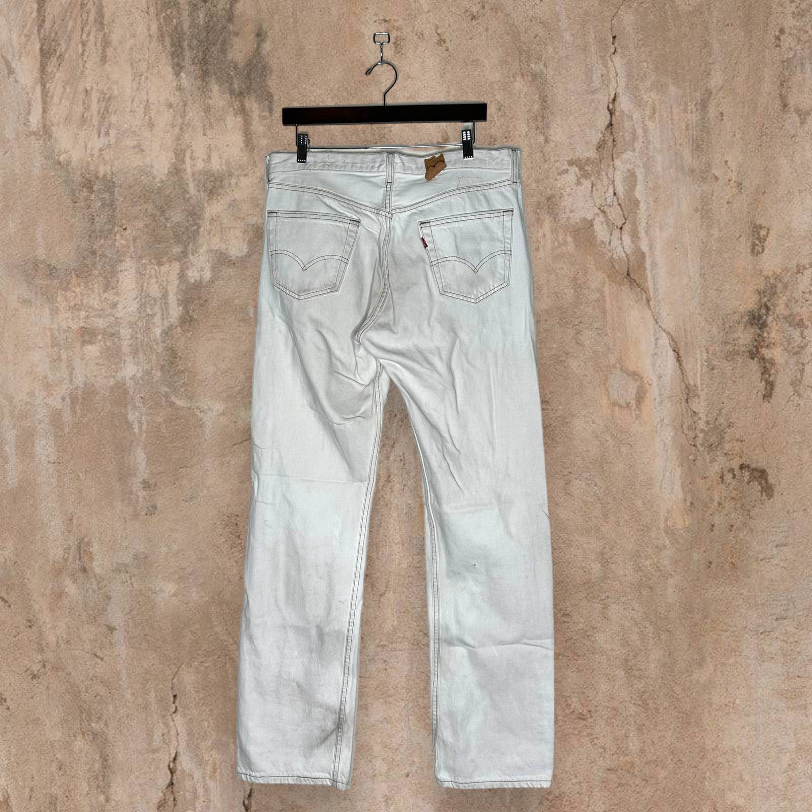 image of Vintage Levis Jeans 501 Straight Fit White Denim 90S, Men's (Size 36)