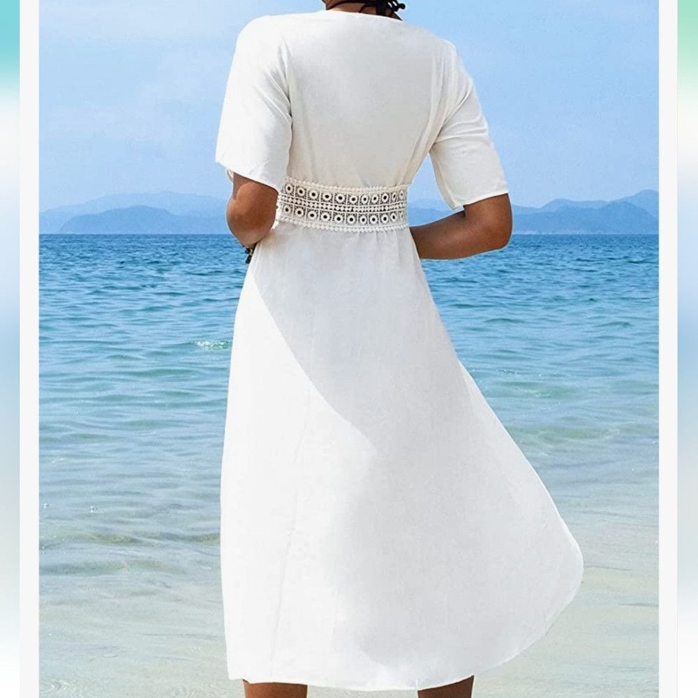 Vacation Sheer Crochet Long Beach Kimono Coverup Robe Beach Summer Size S / US 4 / IT 40 - 5 Thumbnail