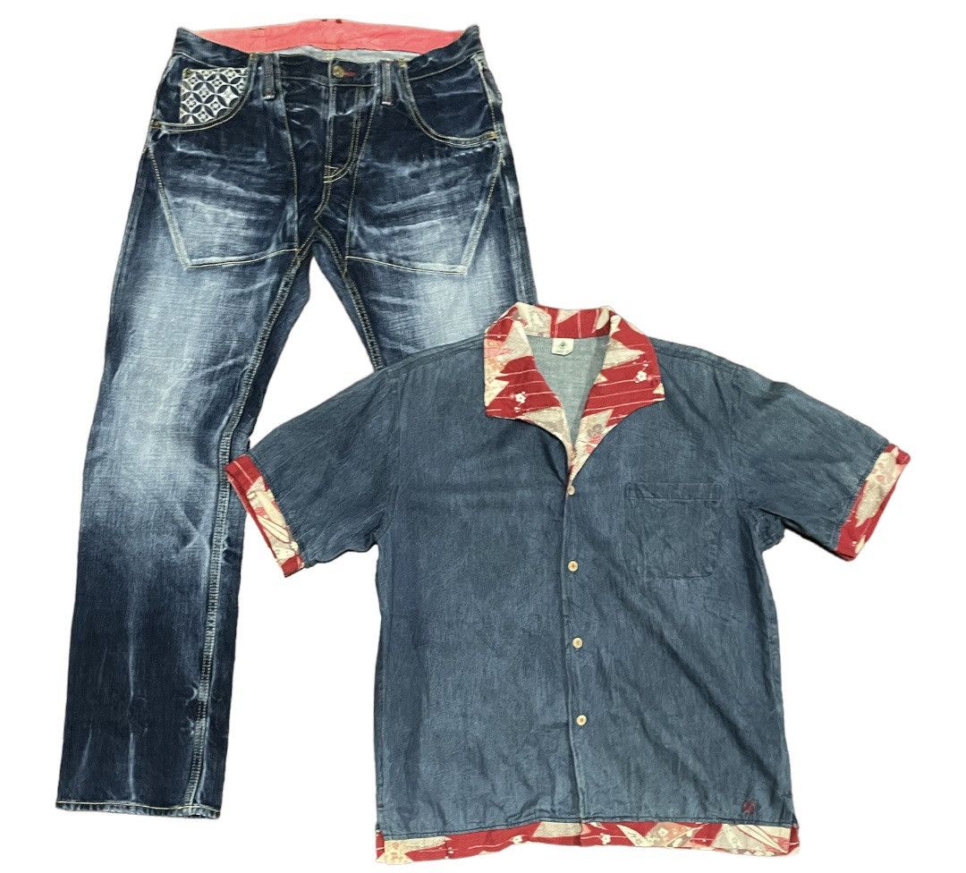 Eternal Rare💥 Eternal Stonewash Traditional Japan Motif Jeans Size US 34 / EU 50 - 16 Thumbnail