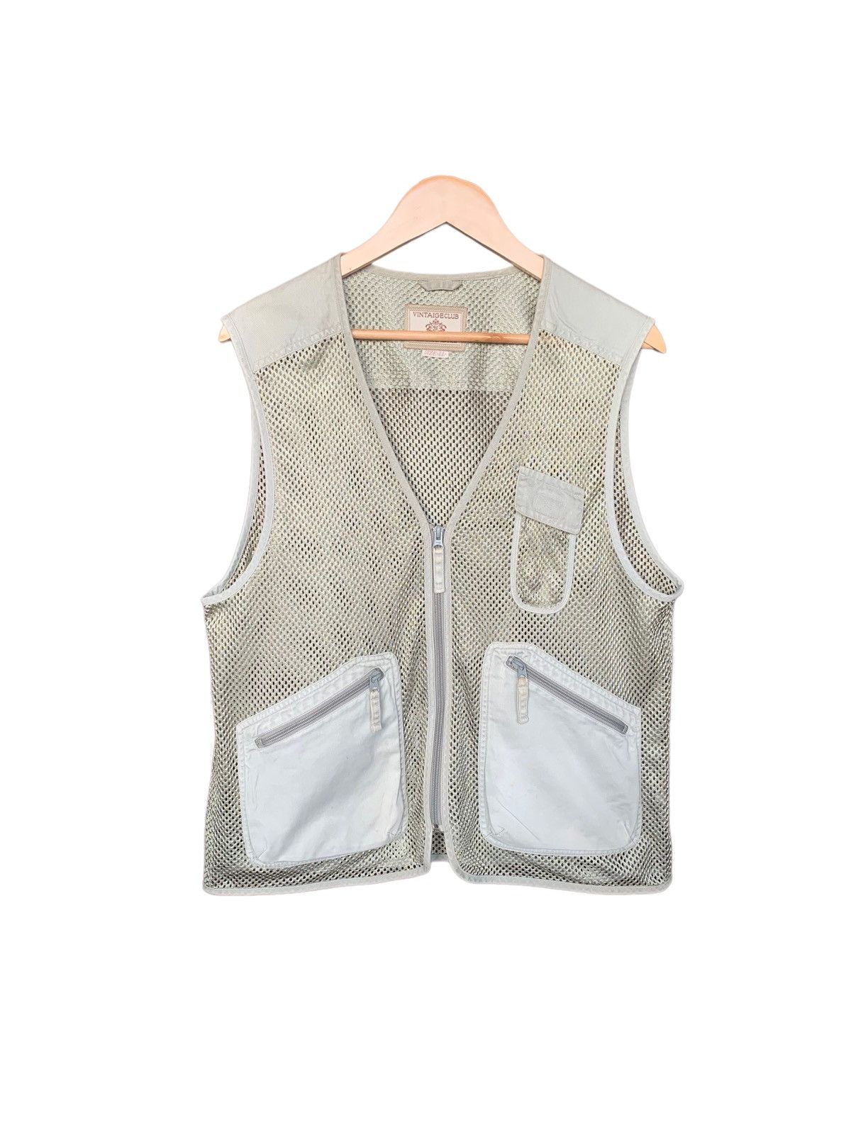 Image of If Six Was Nine x Tracey Vest Vintage Japanese Vintaigeclub Mesh Knit Chaos Fishing Vest in Cream (