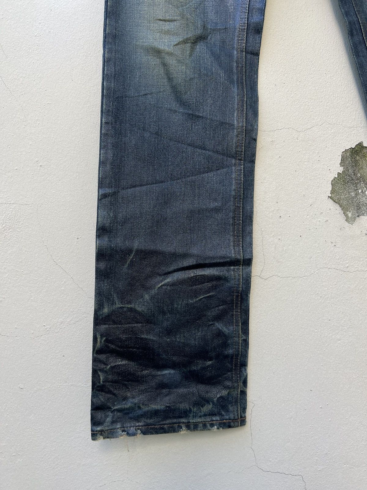 DISCOVERED × Le Grande Bleu (L.G.B.) × Vintage Vintage Discovered Japan Luster Waxed Distress Denim Jeans Size US 29 - 8 Thumbnail
