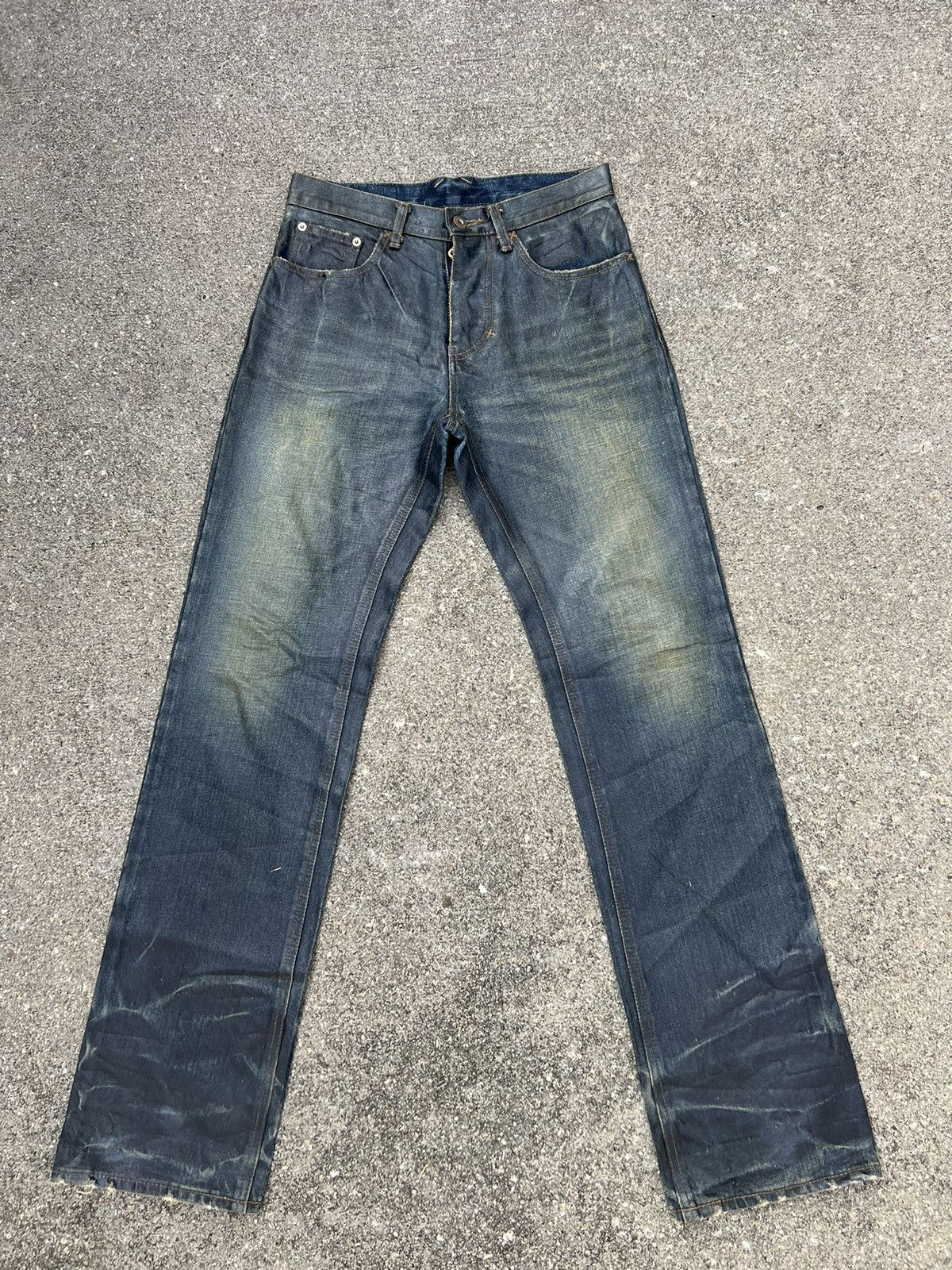 DISCOVERED × Le Grande Bleu (L.G.B.) × Vintage Vintage Discovered Japan Luster Waxed Distress Denim Jeans Size US 29 - 1 Thumbnail