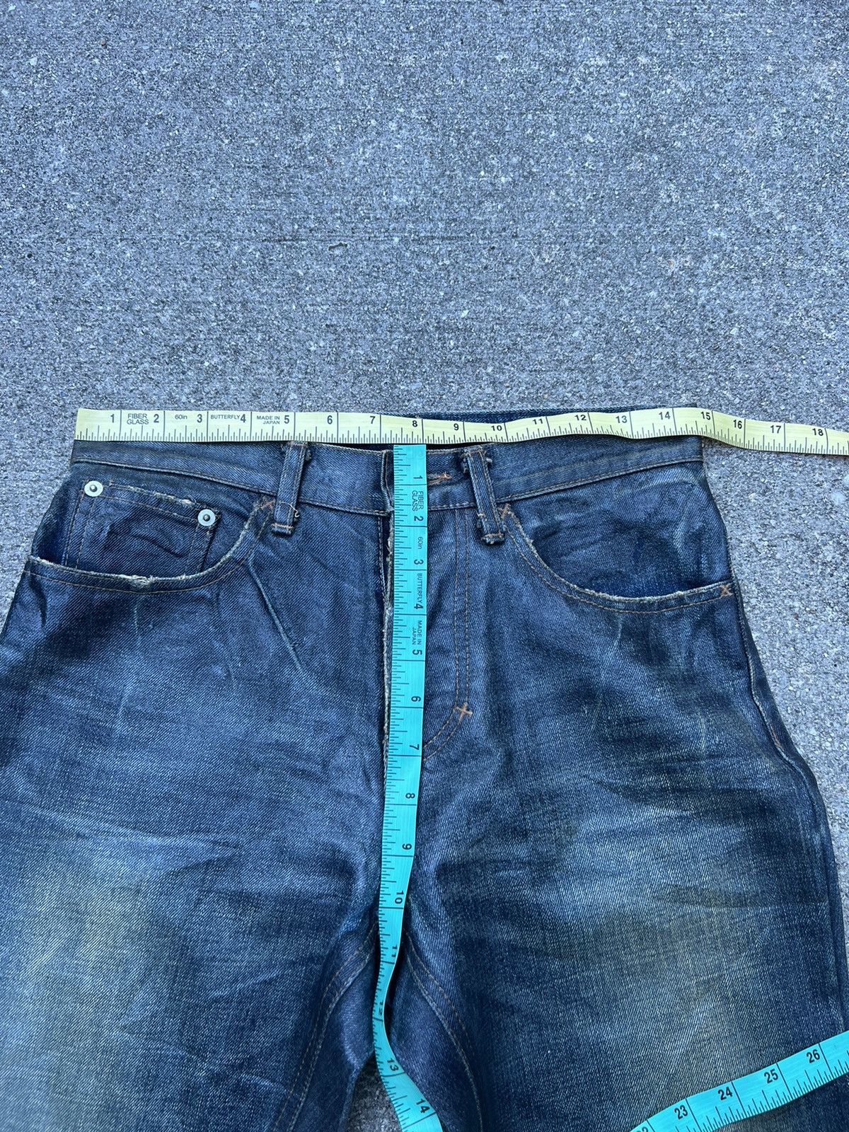 DISCOVERED × Le Grande Bleu (L.G.B.) × Vintage Vintage Discovered Japan Luster Waxed Distress Denim Jeans Size US 29 - 2 Thumbnail