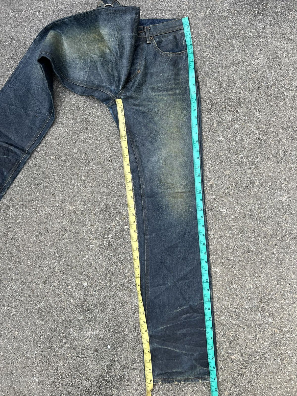 DISCOVERED × Le Grande Bleu (L.G.B.) × Vintage Vintage Discovered Japan Luster Waxed Distress Denim Jeans Size US 29 - 4 Thumbnail