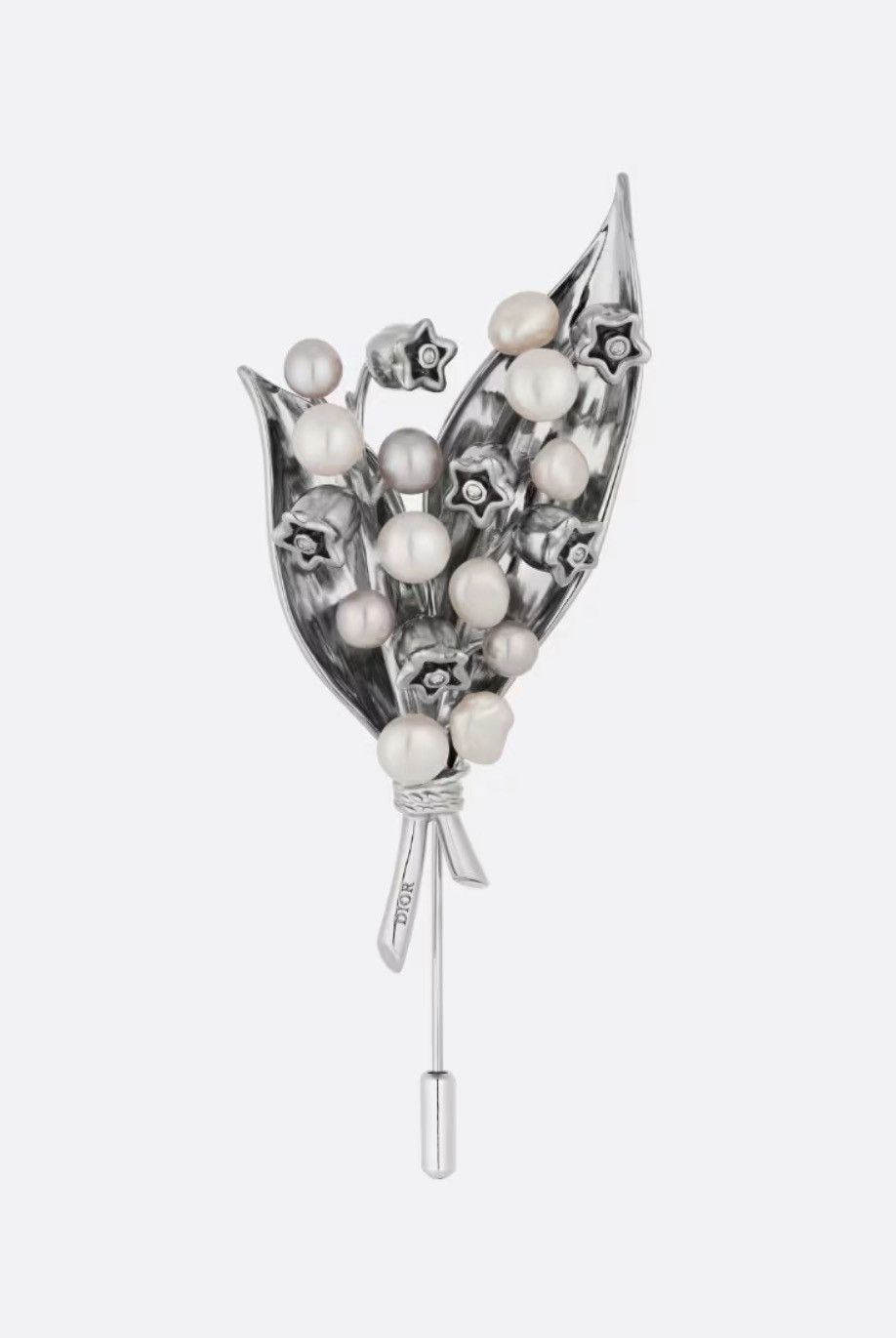 アクセサリーその他 Dior Lily Of The Valley Brooch Christian Dior Crystal Lily of the Valley Brooch - Palladium