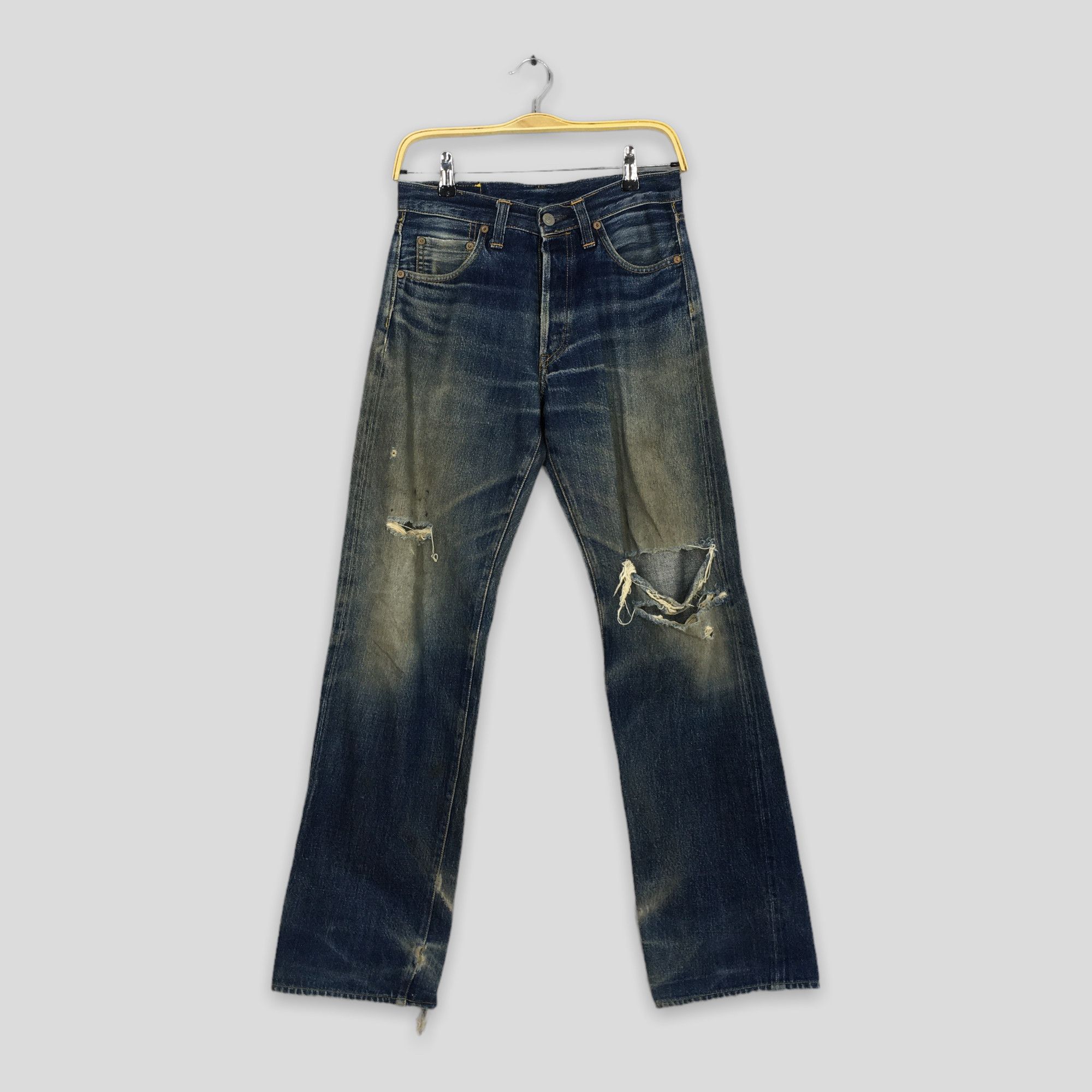 image of 45Rpm x Distressed Denim Size 28X31 Vintage Ride Workwear Japan Redline Jeans in Blue, Men's