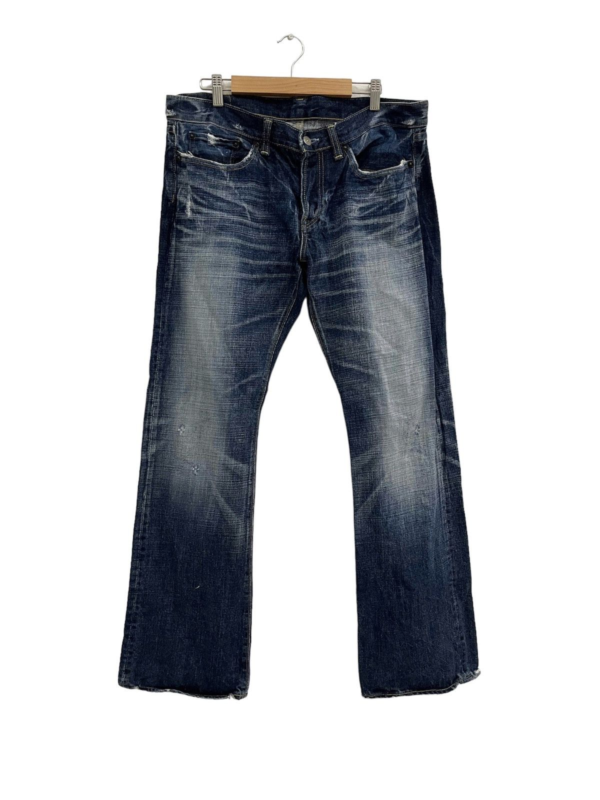 Japanese indigo blue ETERNAL Distressed Denim Jeans