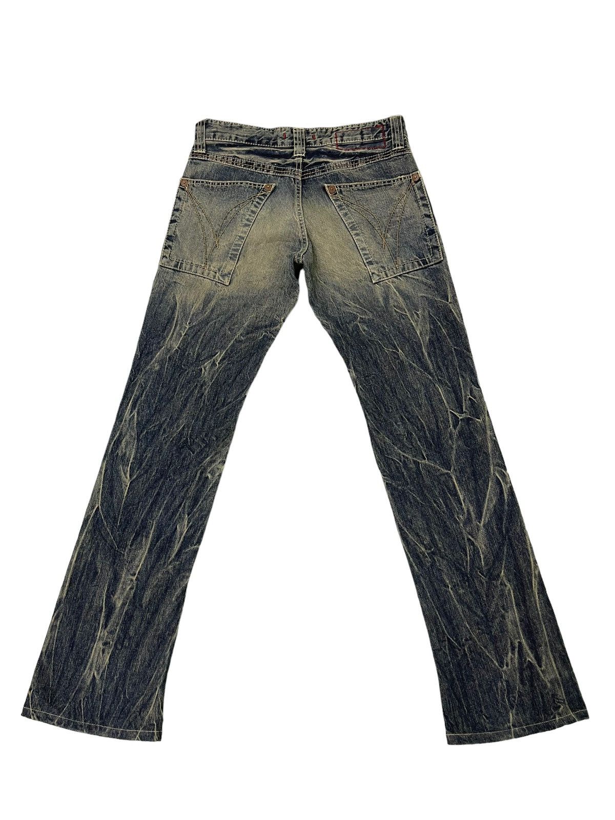 Japanese Brand Flare Jeans Blue Way Distress Acid Wash Low Rise 2🟦8 Size US 31 - 13 Thumbnail
