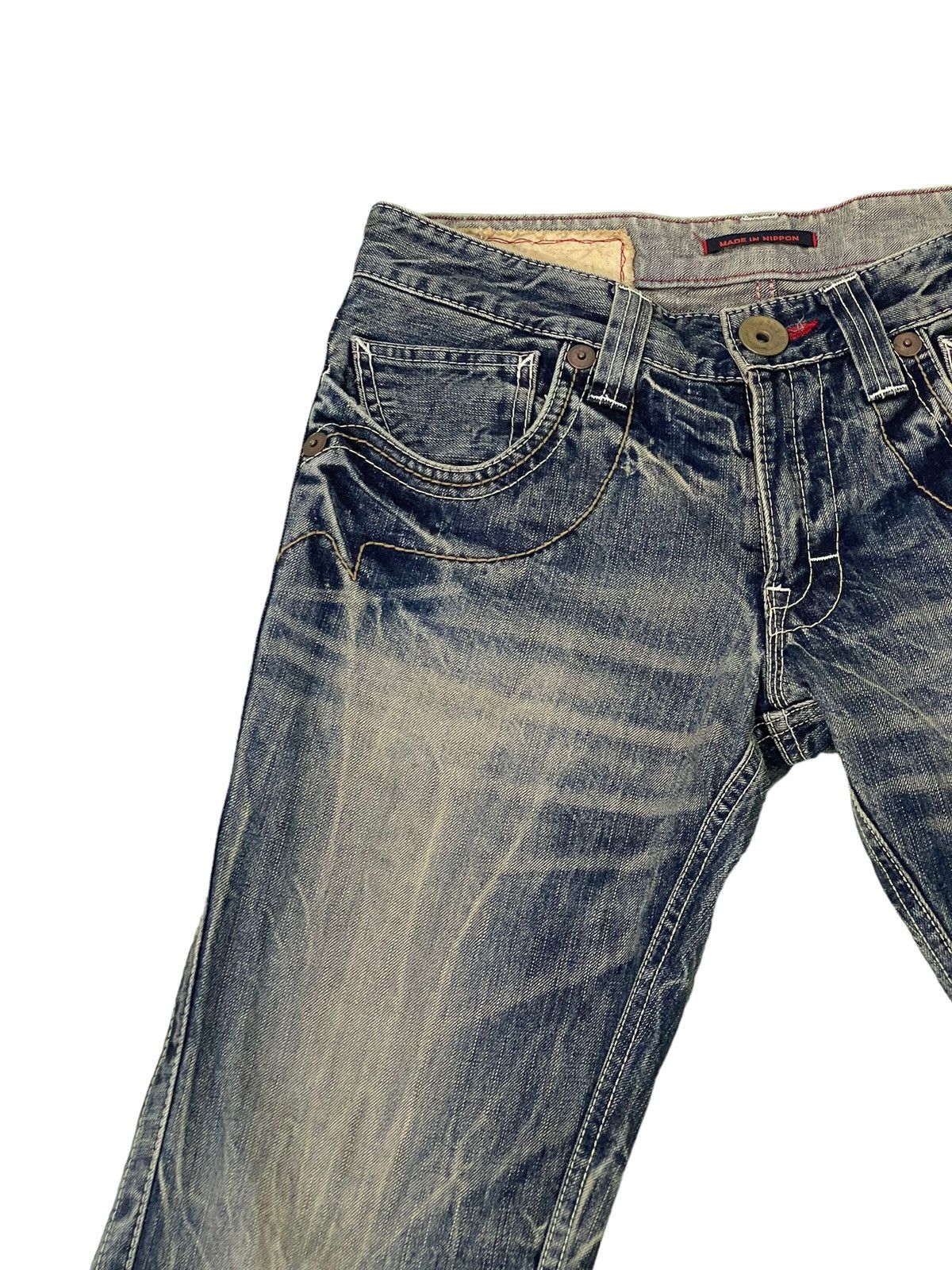 Japanese Brand Flare Jeans Blue Way Distress Acid Wash Low Rise 2🟦8 Size US 31 - 8 Thumbnail