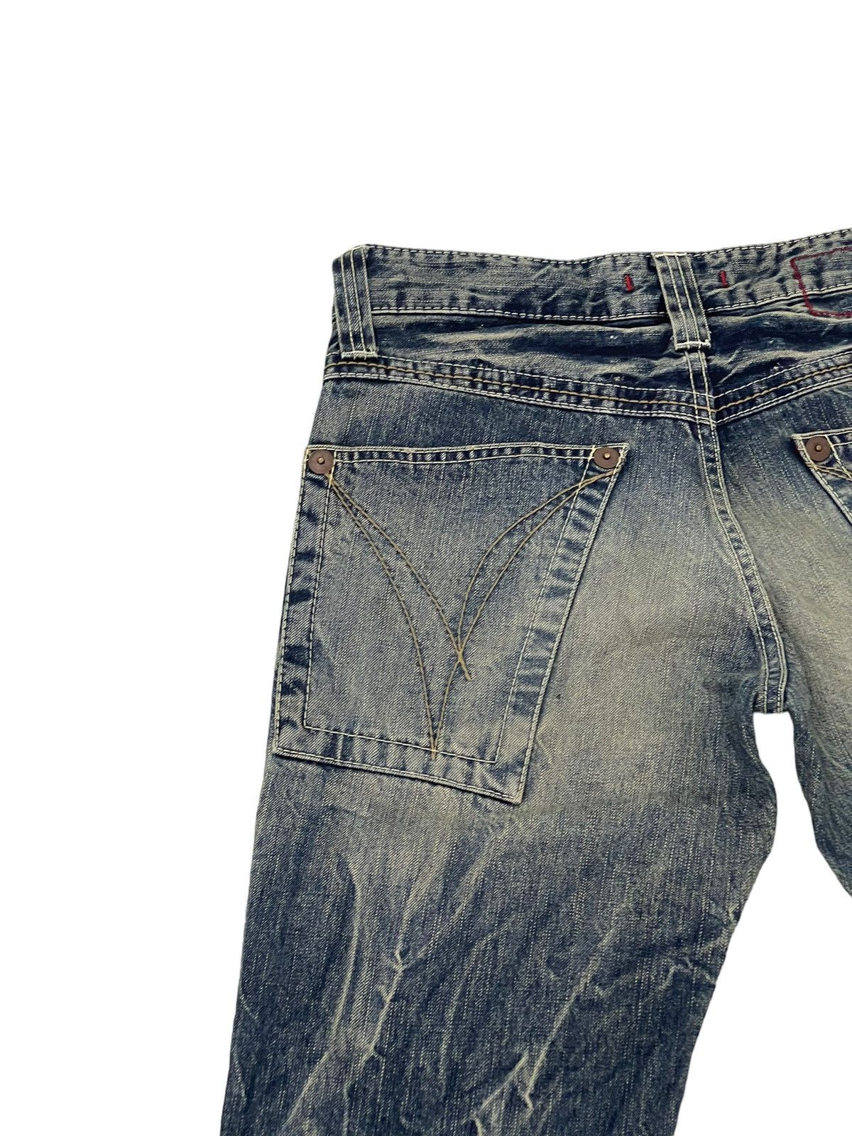 Japanese Brand Flare Jeans Blue Way Distress Acid Wash Low Rise 2🟦8 Size US 31 - 20 Thumbnail