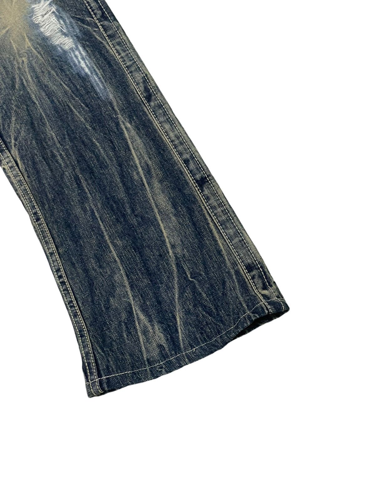 Japanese Brand Flare Jeans Blue Way Distress Acid Wash Low Rise 2🟦8 Size US 31 - 4 Thumbnail