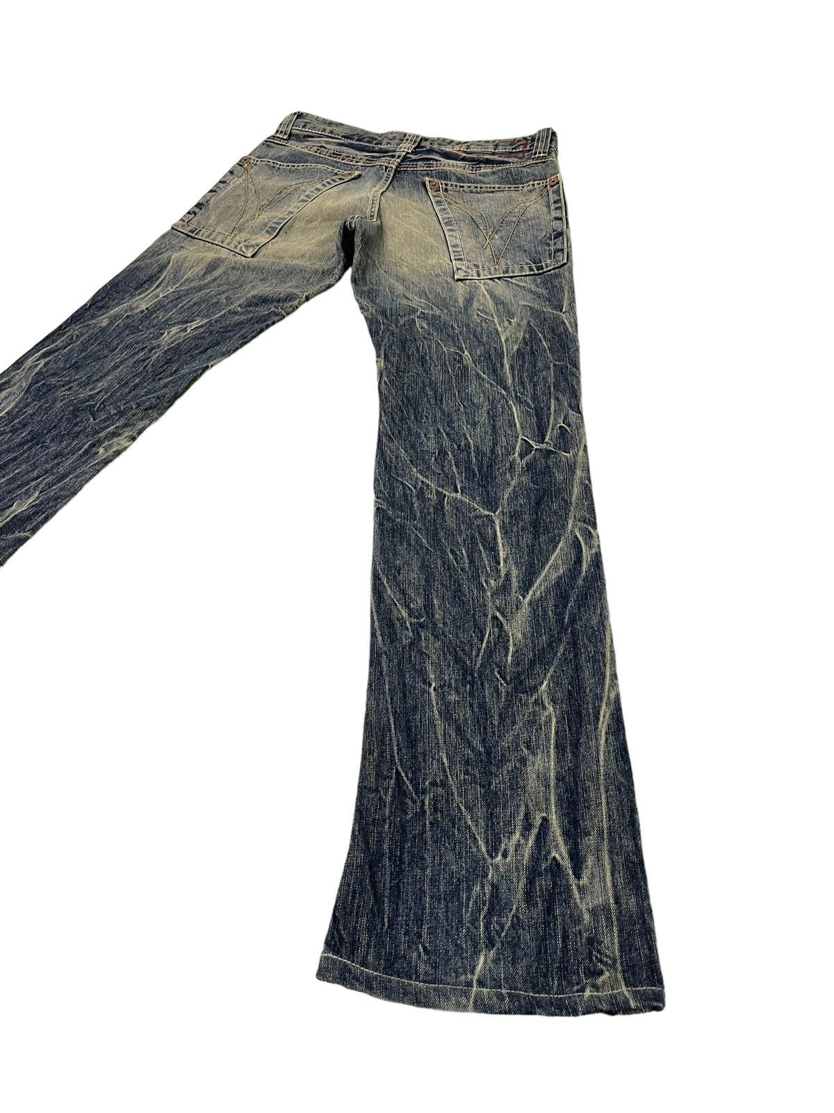 Japanese Brand Flare Jeans Blue Way Distress Acid Wash Low Rise 2🟦8 Size US 31 - 15 Thumbnail