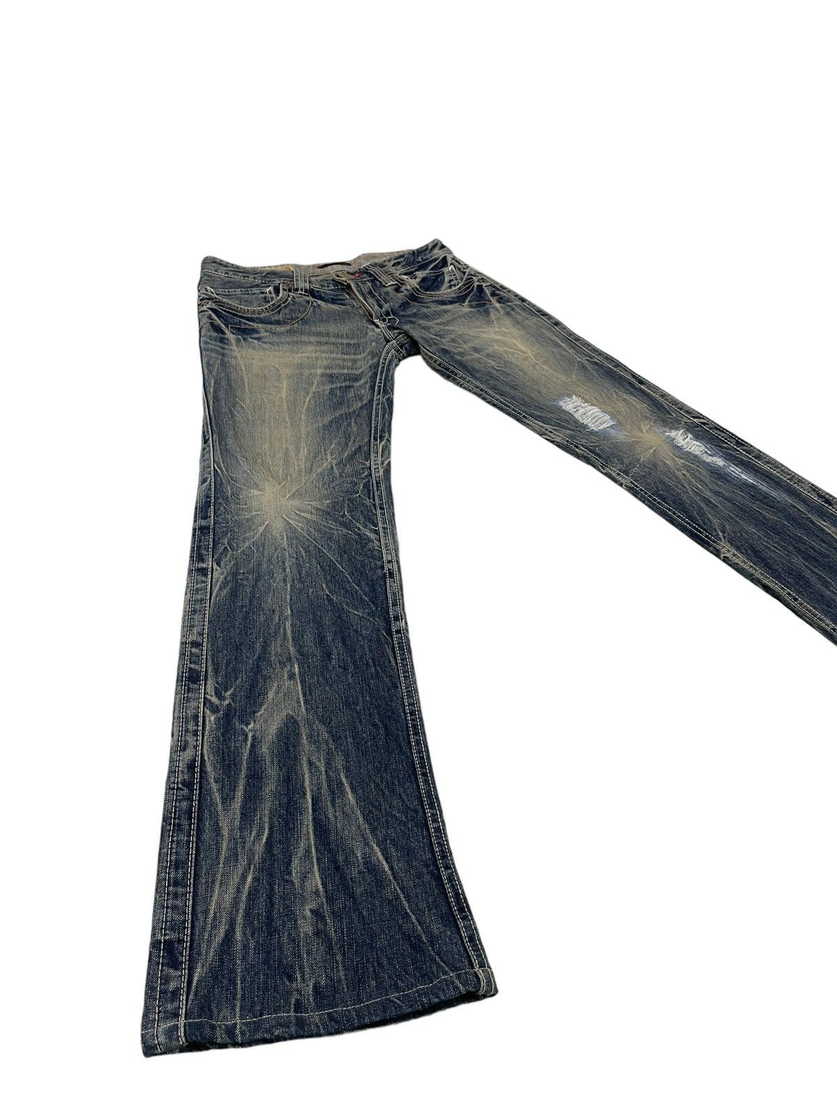Japanese Brand Flare Jeans Tornado Mart Acid Wash Low Rise Stretch