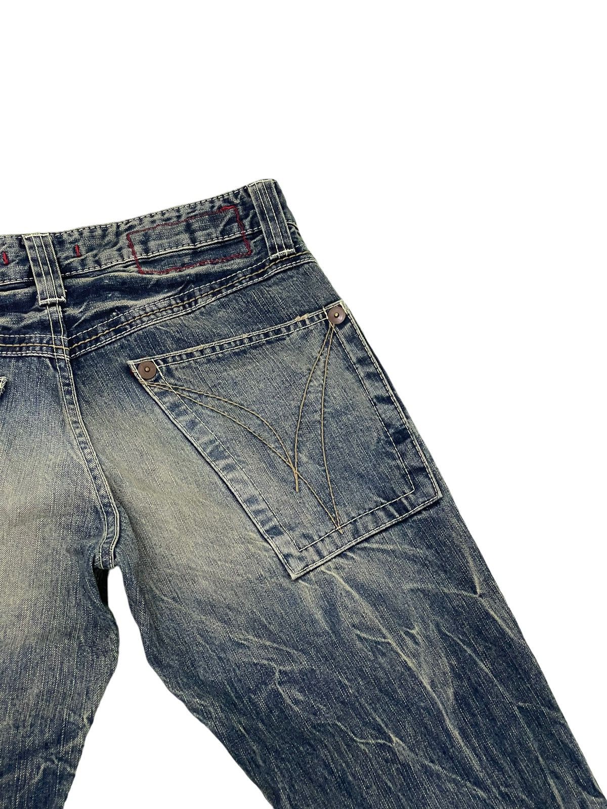 Japanese Brand Flare Jeans Blue Way Distress Acid Wash Low Rise 2🟦8 Size US 31 - 21 Thumbnail
