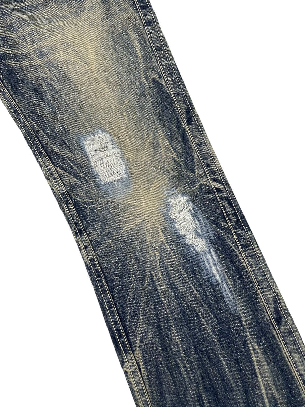 Japanese Brand Flare Jeans Blue Way Distress Acid Wash Low Rise 2🟦8 Size US 31 - 7 Thumbnail