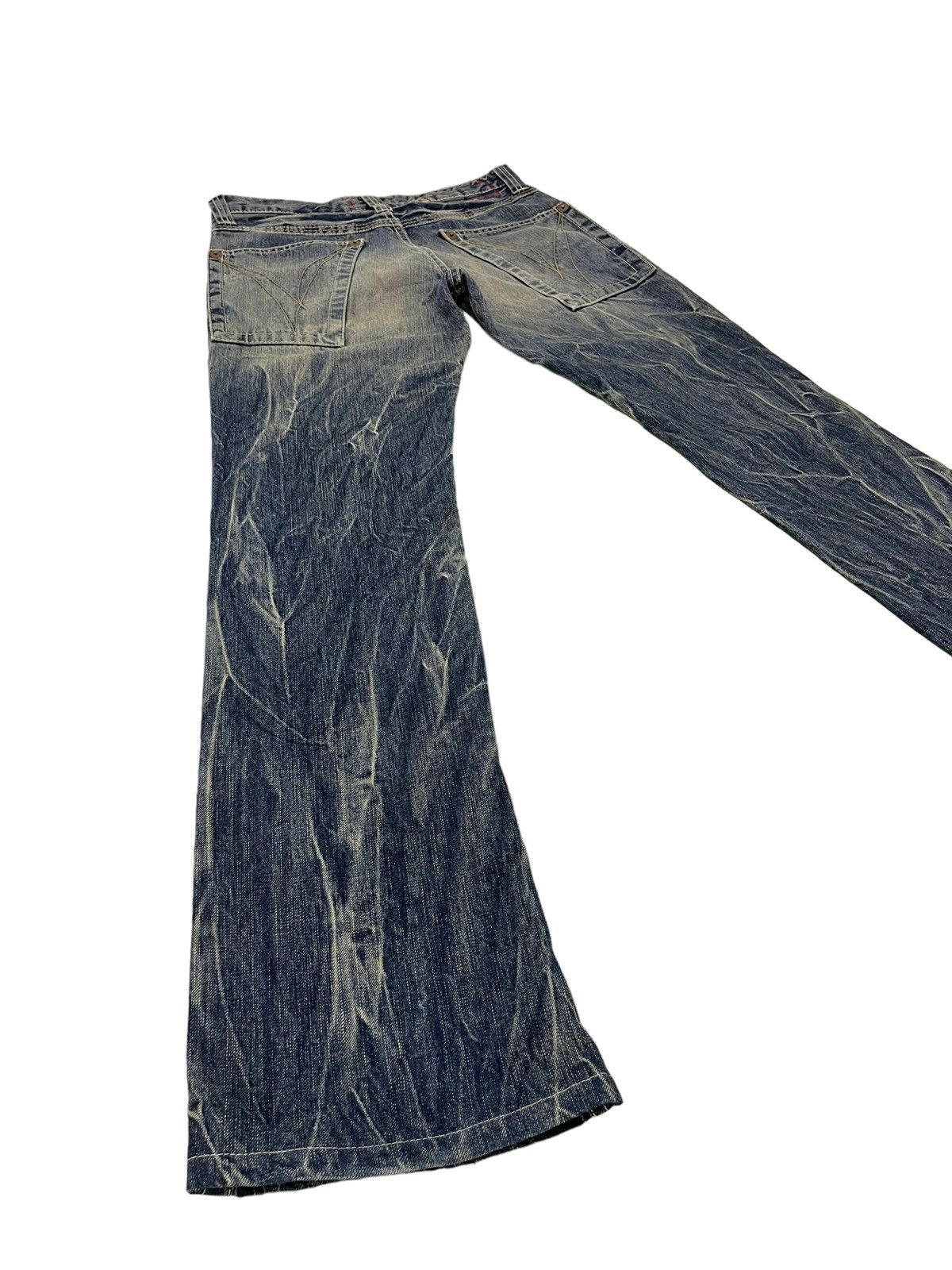 Japanese Brand Flare Jeans Blue Way Distress Acid Wash Low Rise 2🟦8 Size US 31 - 14 Thumbnail