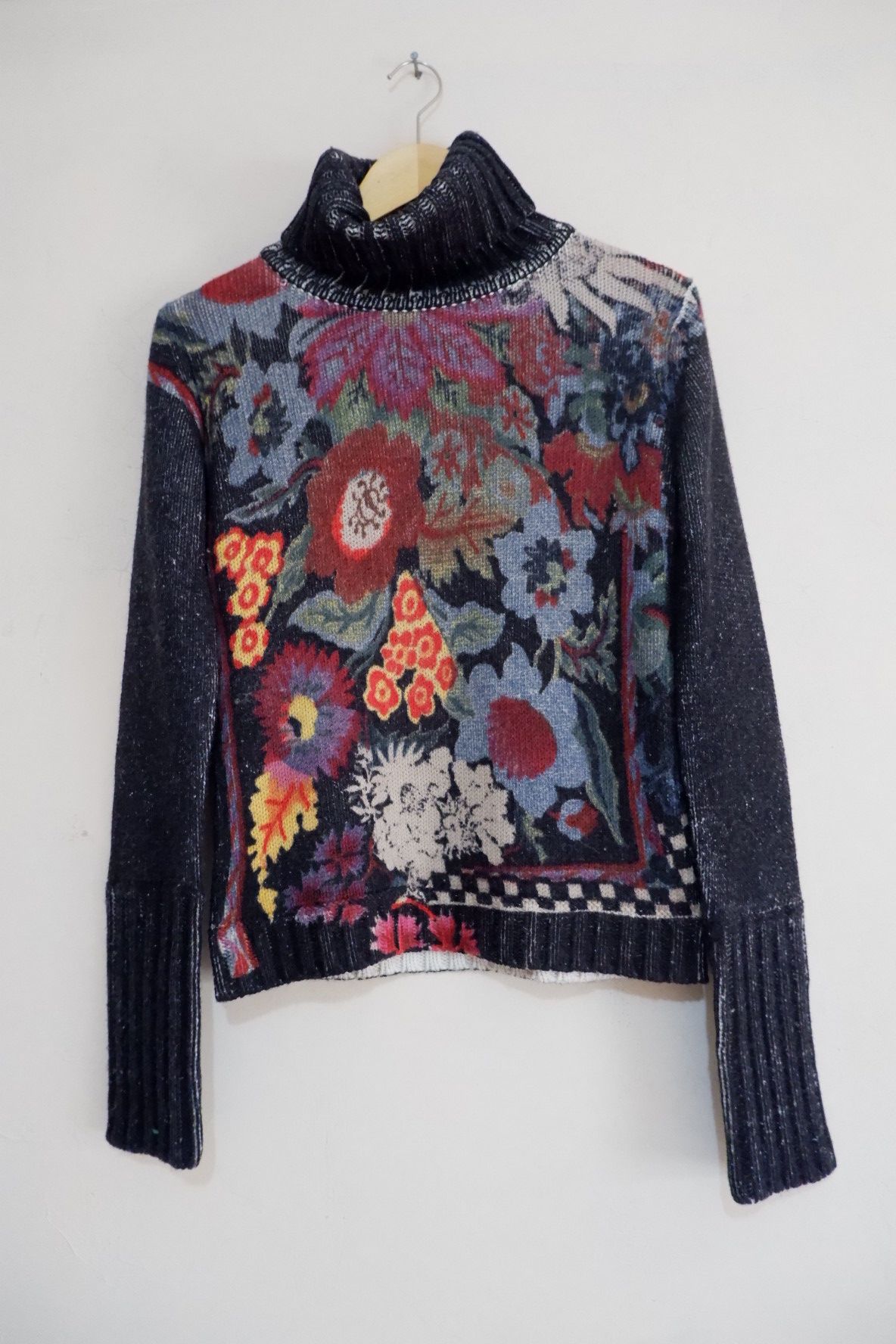 Pre-owned Kenzo Vintage  Floral Wool Turtleneck Knitwear