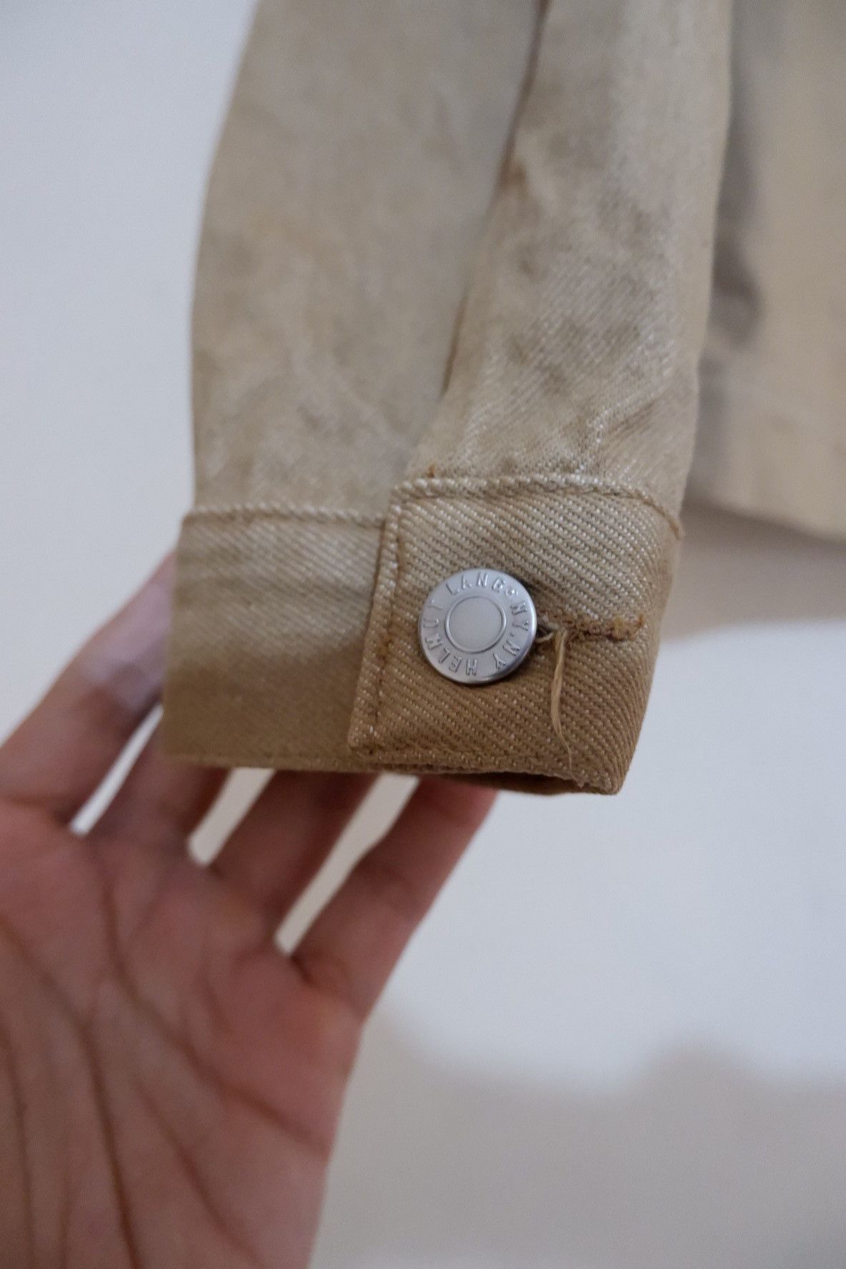 Helmut Lang Vintage Archive 99s Helmut Lang Beige Classic Denim Jacket Size US M / EU 48-50 / 2 - 4 Thumbnail