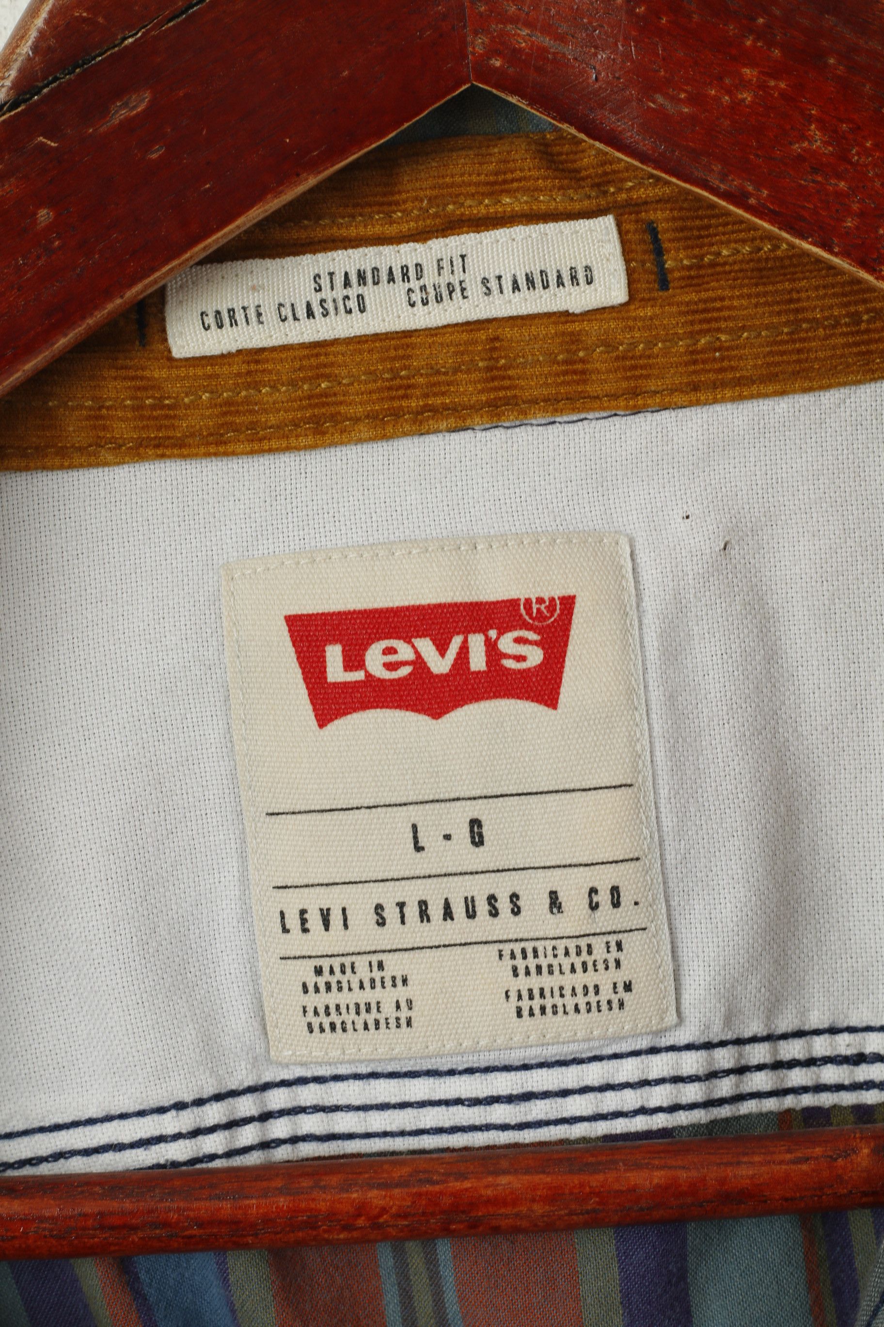 Levi's Levi's Men L Casual Shirt Brown Blue Check Cotton 9203 Size US L / EU 52-54 / 3 - 4 Thumbnail