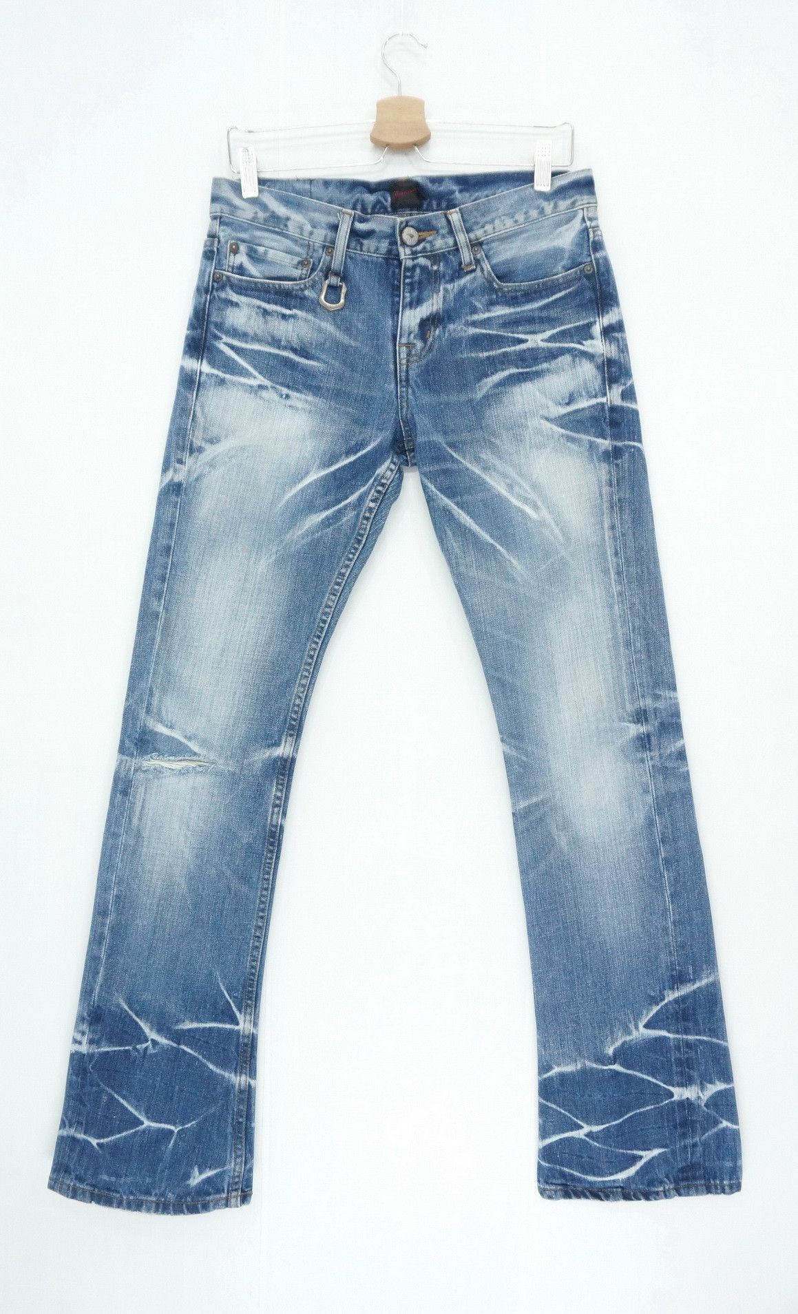 JACKROSE DopeVtg🔥Japan JACKROSE Flared Tribal Mark Distressed Jeans Size US 31 - 2 Thumbnail