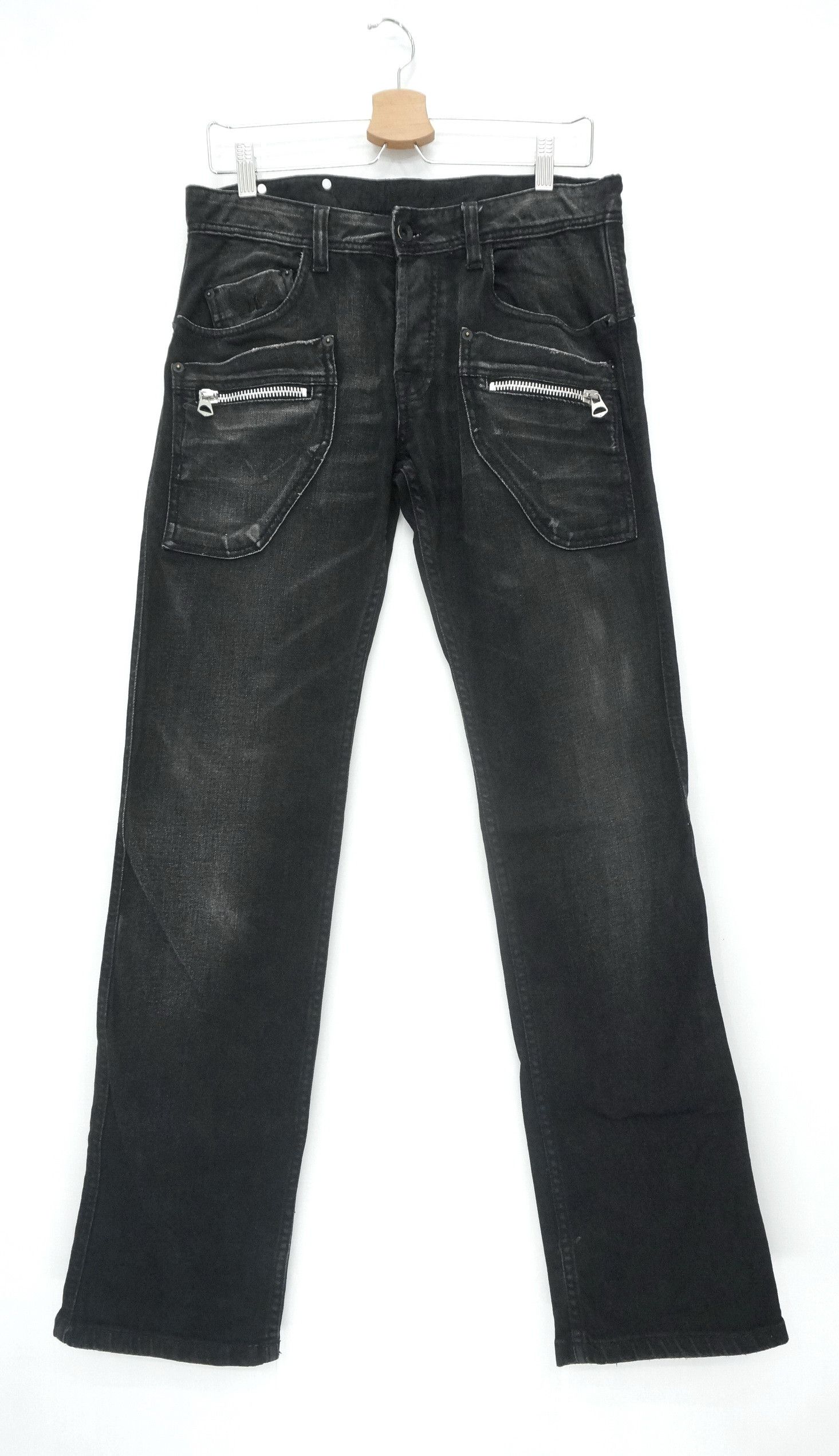 image of Distressed Denim x Union Made VTG Union Made Kaporal 5 Buckle Back Bush Jeans in Black (Size 30)