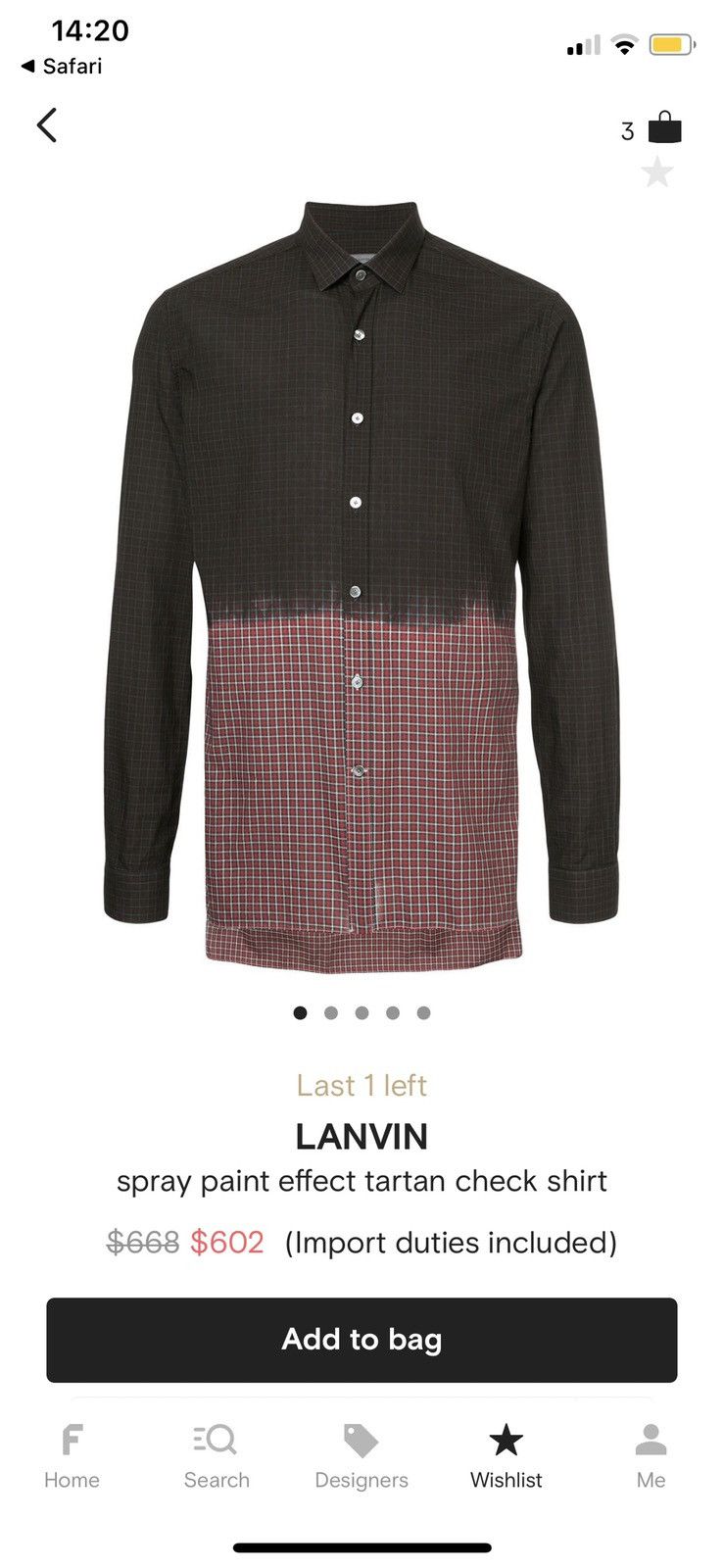 Lanvin Lanvin Dip Dye check Shirt Size US XL / EU 56 / 4 - 15 Thumbnail