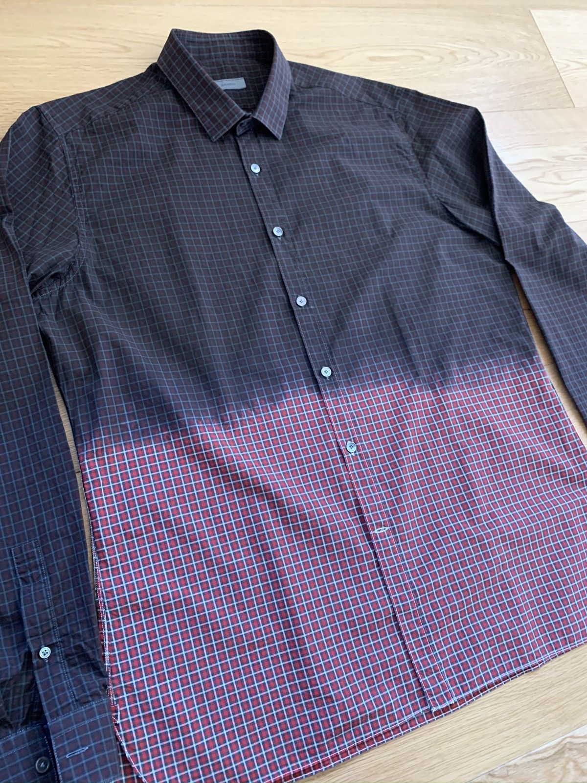 image of Lanvin Dip Dye Check Shirt, Men's (Size XL)