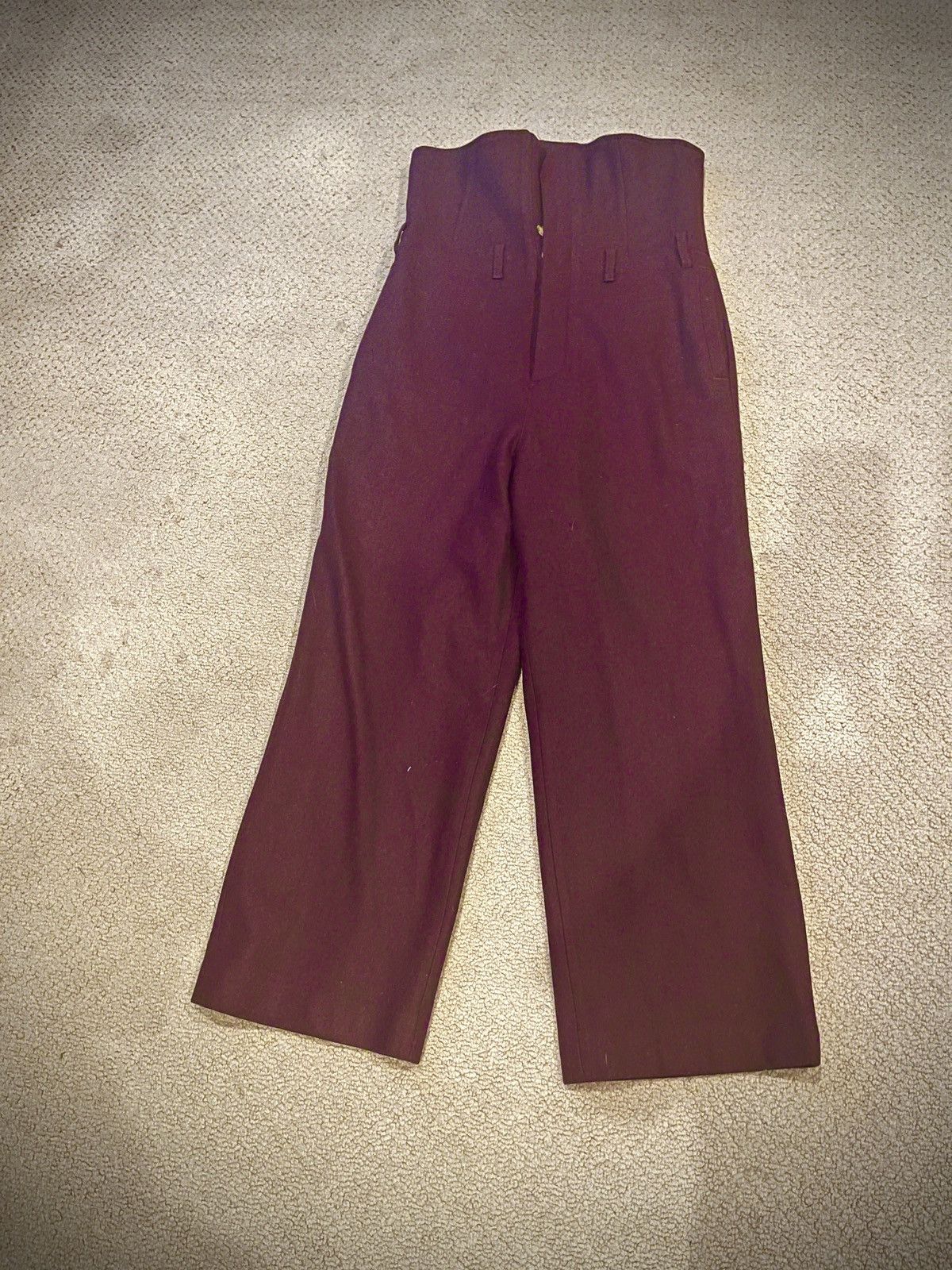 image of Sangiev Folded Waist Trousers Maroon Size M (32 Waist) in Red, Men's