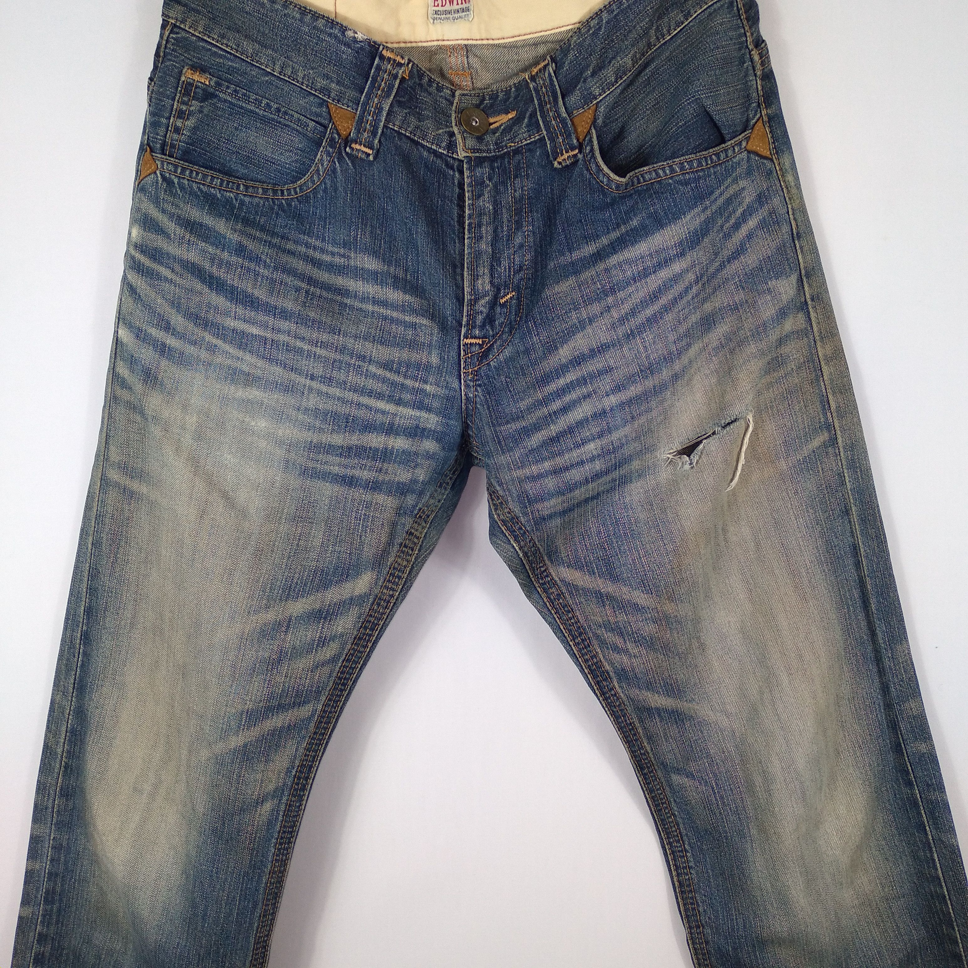 Edwin × Vintage Vintage Edwin E8003 Stoned Wash Distressed Denim Jeans Size US 34 / EU 50 - 4 Thumbnail