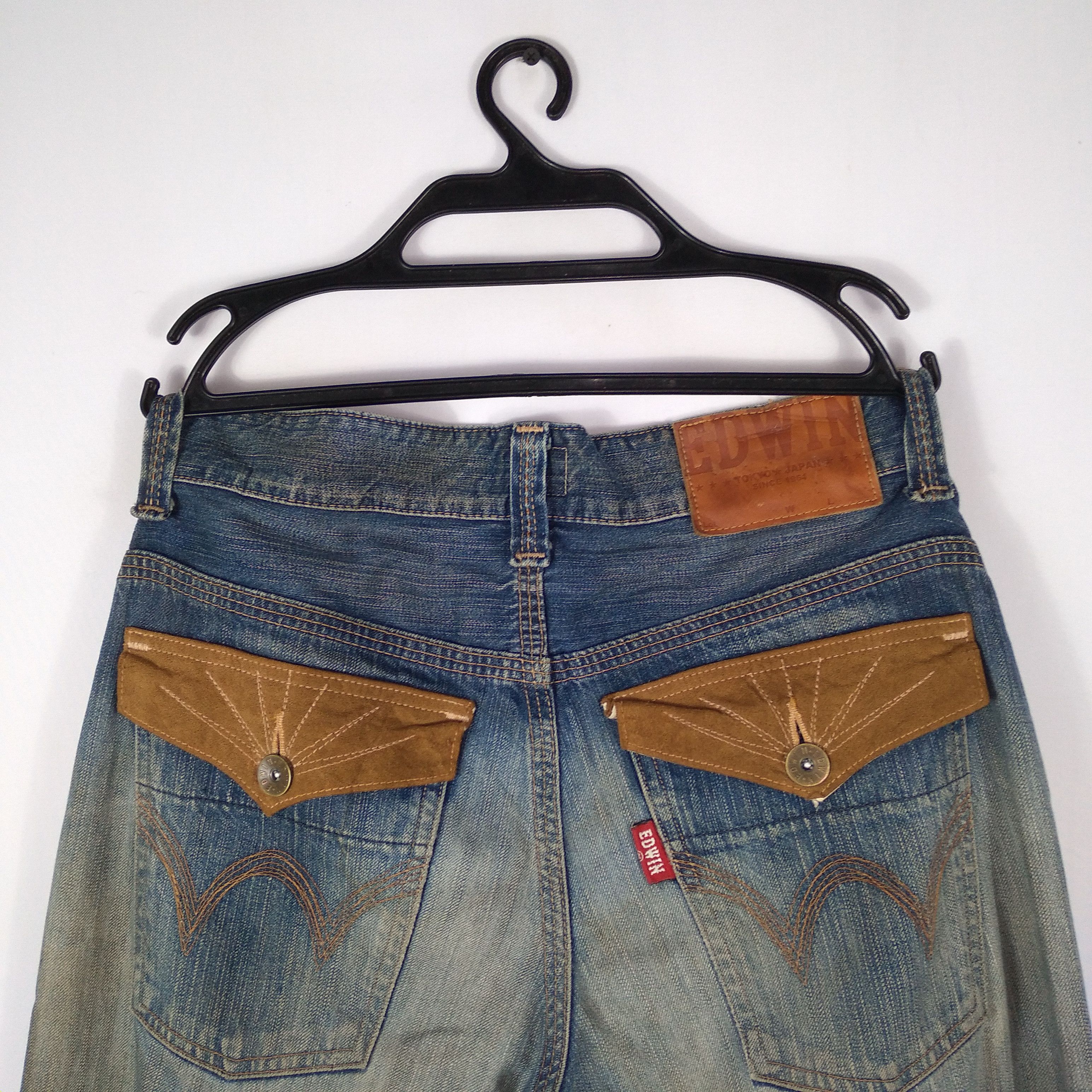 Edwin × Vintage Vintage Edwin E8003 Stoned Wash Distressed Denim Jeans Size US 34 / EU 50 - 10 Thumbnail