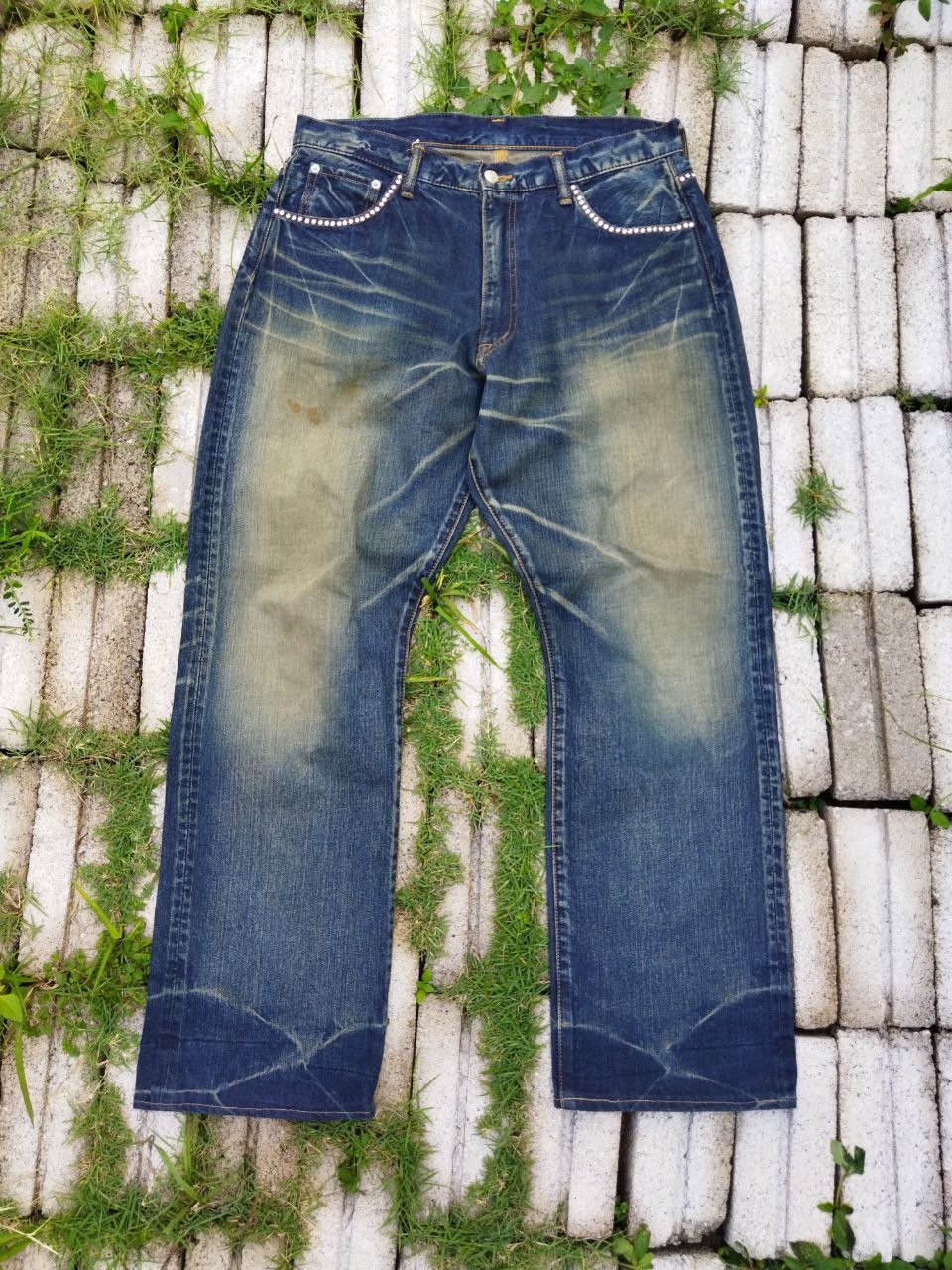 image of Phenomenon x Swagger Japan Distressed Jeans in Blue Distressed, Men's (Size 32)