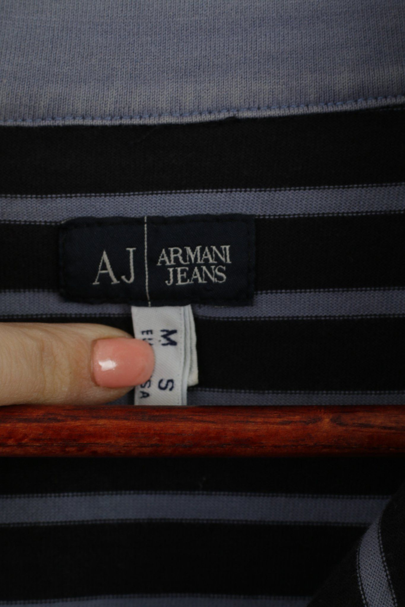 Armani Armani Jeans Men M (S) Shirt Navy Striped Cotton Slim 6458 Size US M / EU 48-50 / 2 - 3 Thumbnail