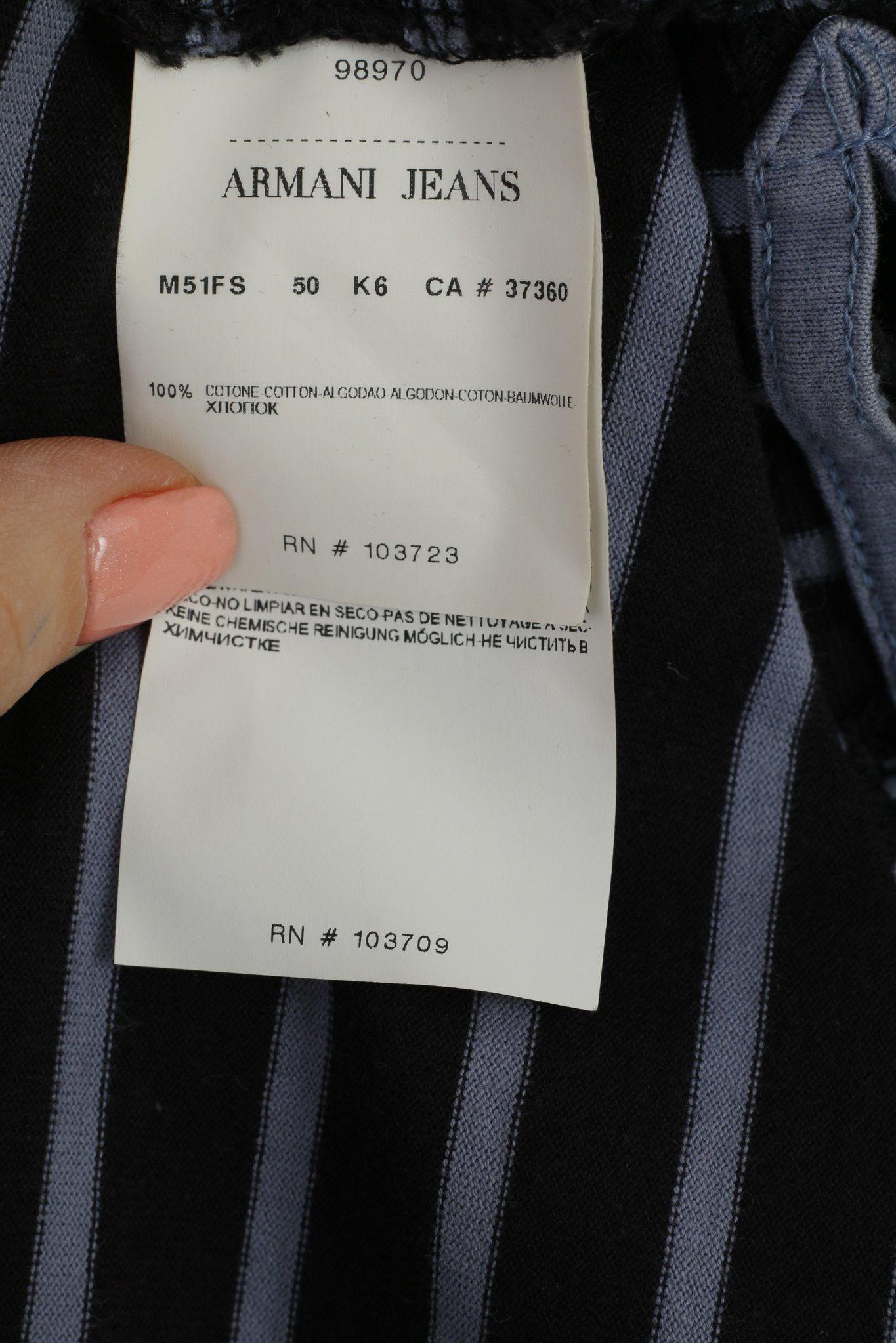 Armani Armani Jeans Men M (S) Shirt Navy Striped Cotton Slim 6458 Size US M / EU 48-50 / 2 - 4 Thumbnail