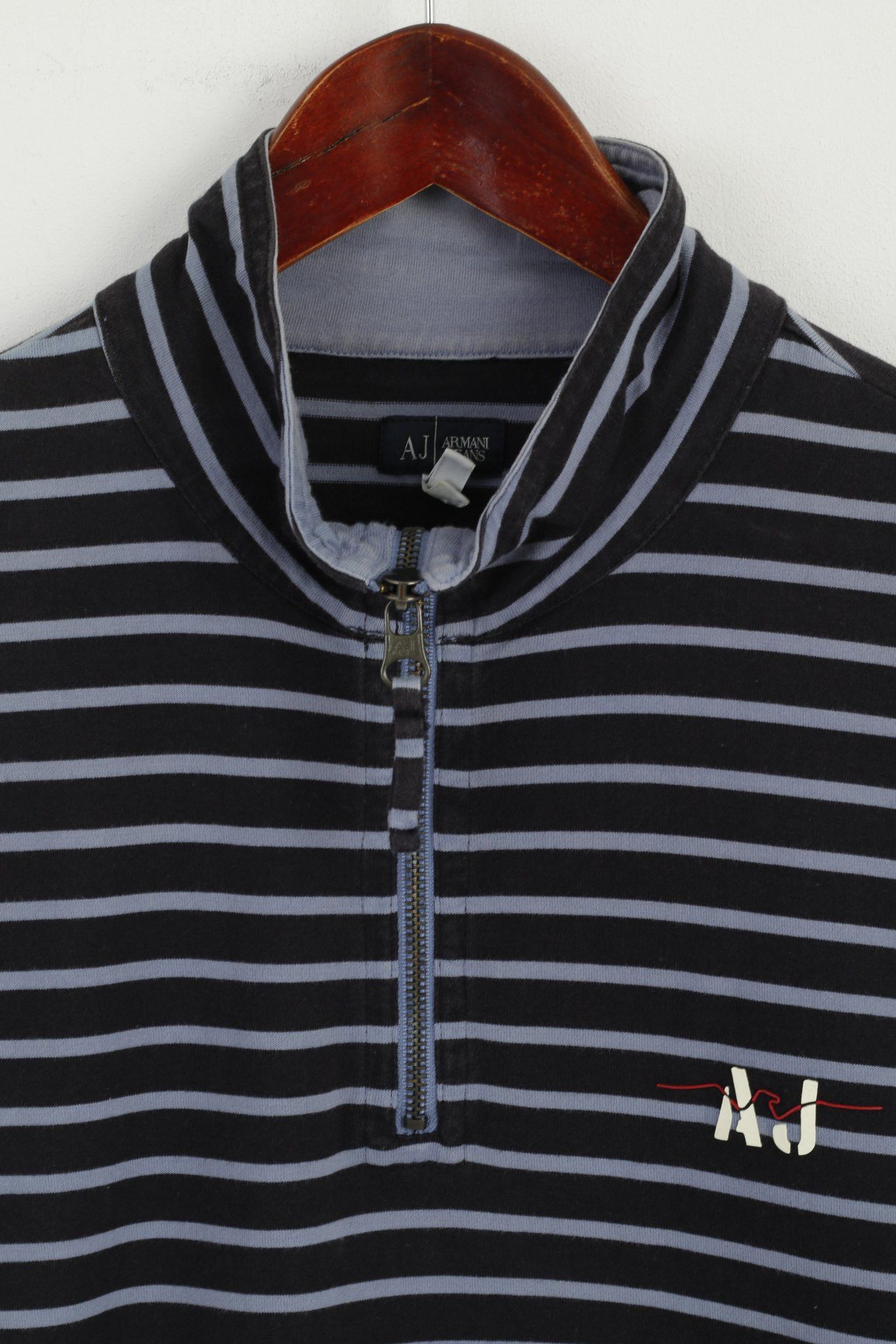 Armani Armani Jeans Men M (S) Shirt Navy Striped Cotton Slim 6458 Size US M / EU 48-50 / 2 - 2 Thumbnail