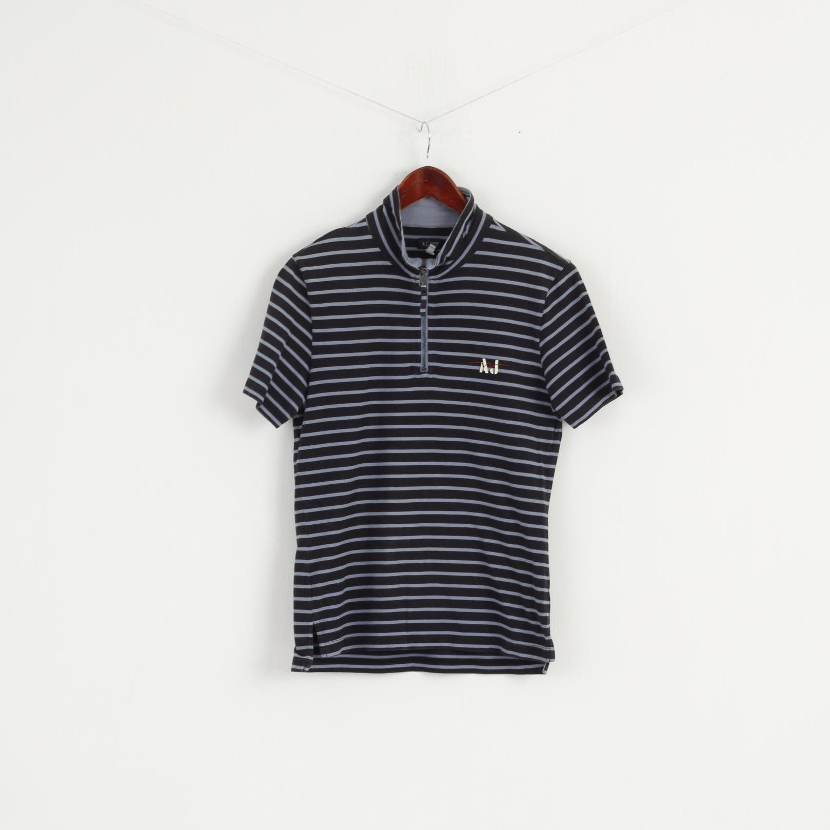 Armani Armani Jeans Men M (S) Shirt Navy Striped Cotton Slim 6458 Size US M / EU 48-50 / 2 - 1 Thumbnail