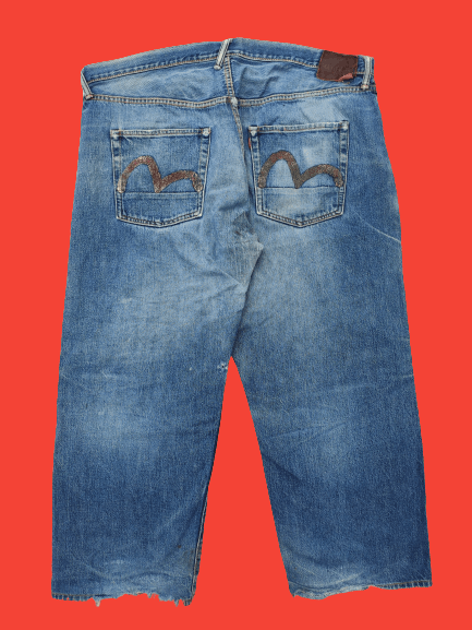 Image of Distressed Denim x Evisu Vintage Evisu Jeans Distressed in Blue, Men's (Size 43)