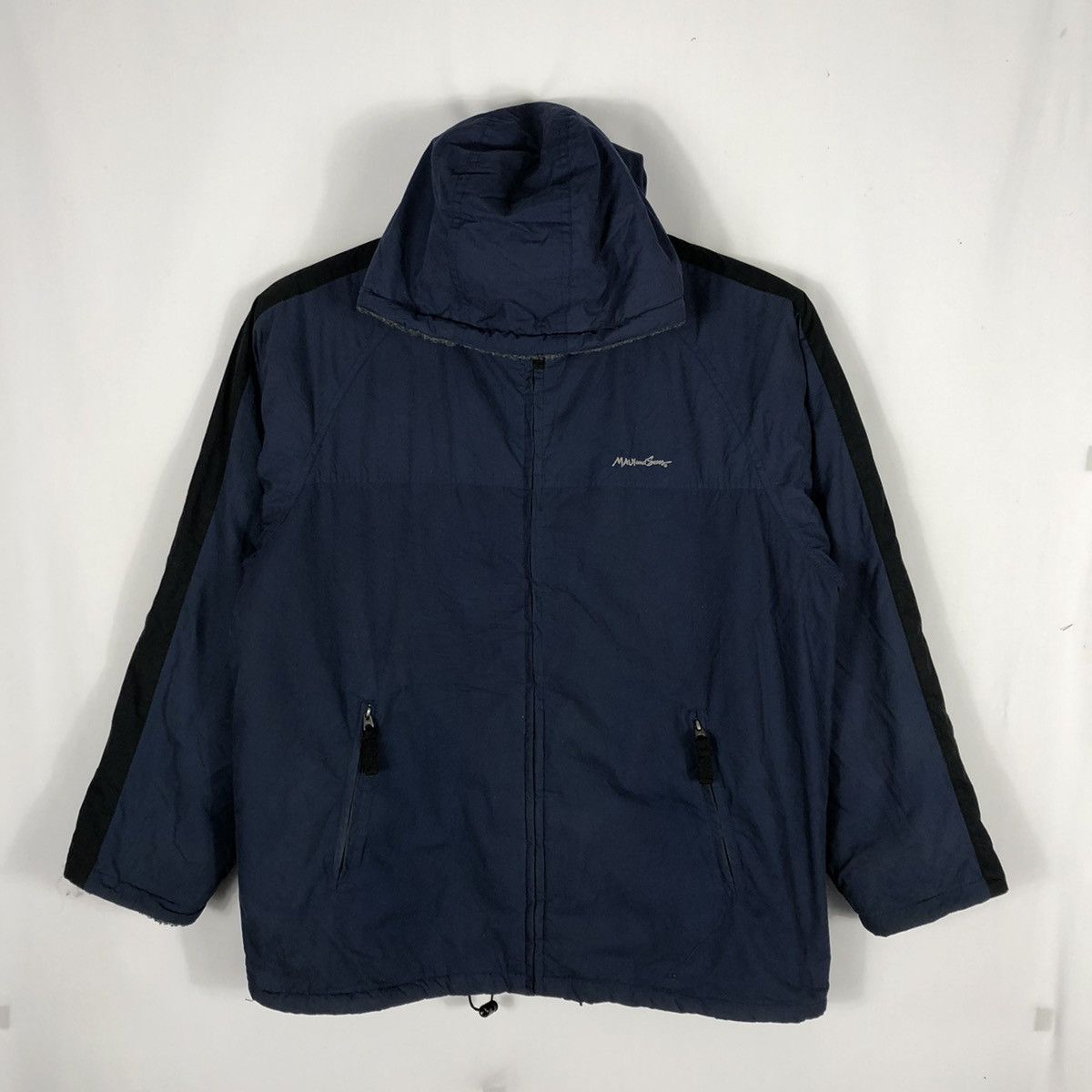 image of Maui And Sons x Outdoor Style Go Out Vintage Maui And Son Sherpa Inside Winter Hoodie Jacket in Blu