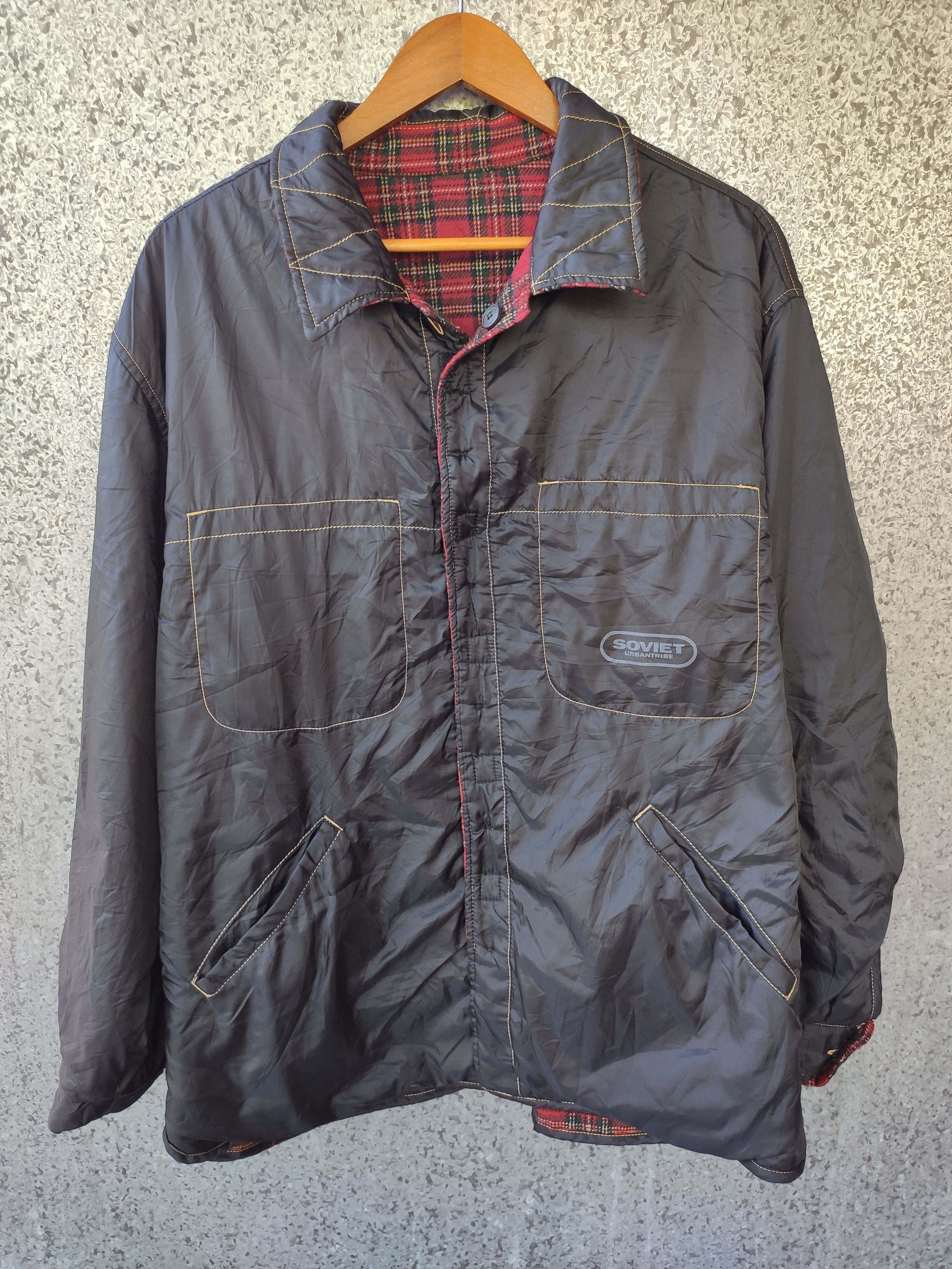 Vintage Soviet Urban tribe zipper jacket reversable tartan Size US L / EU 52-54 / 3 - 6 Thumbnail