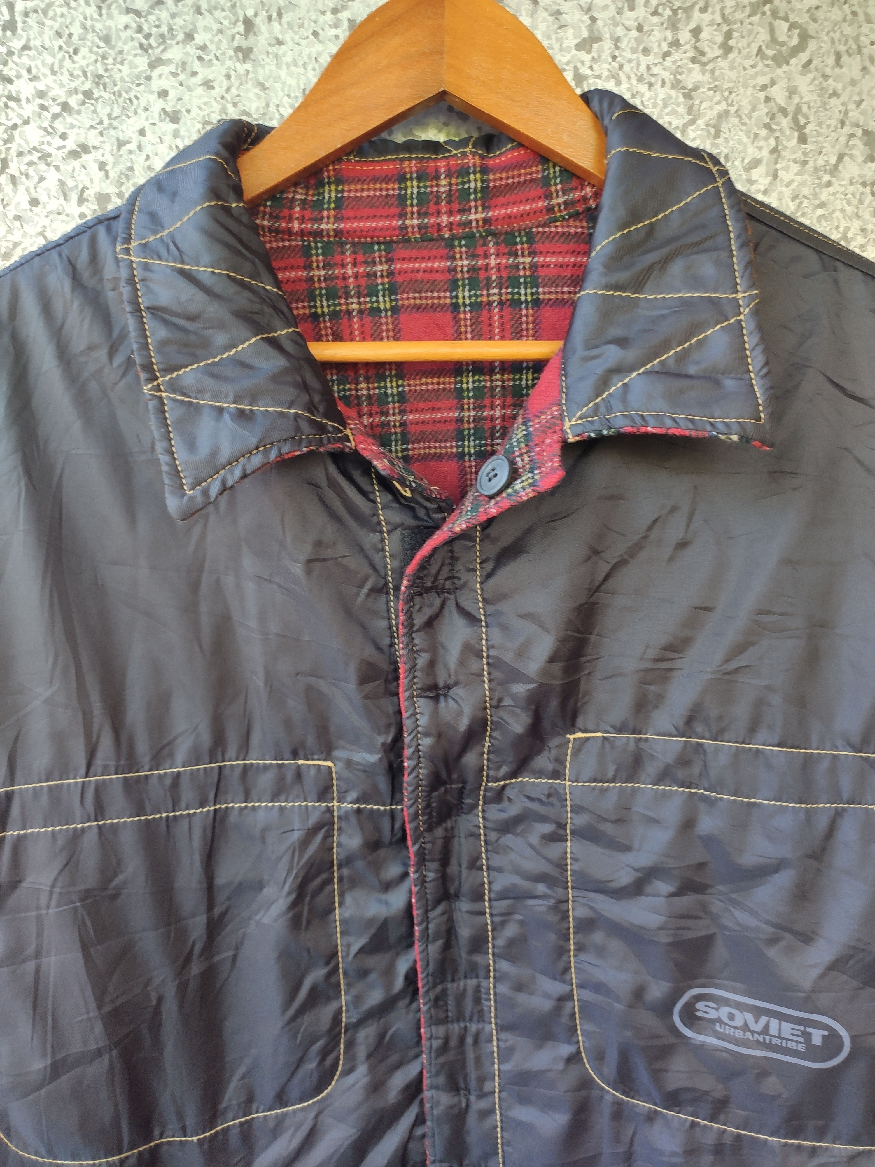 Vintage Soviet Urban tribe zipper jacket reversable tartan Size US L / EU 52-54 / 3 - 7 Thumbnail