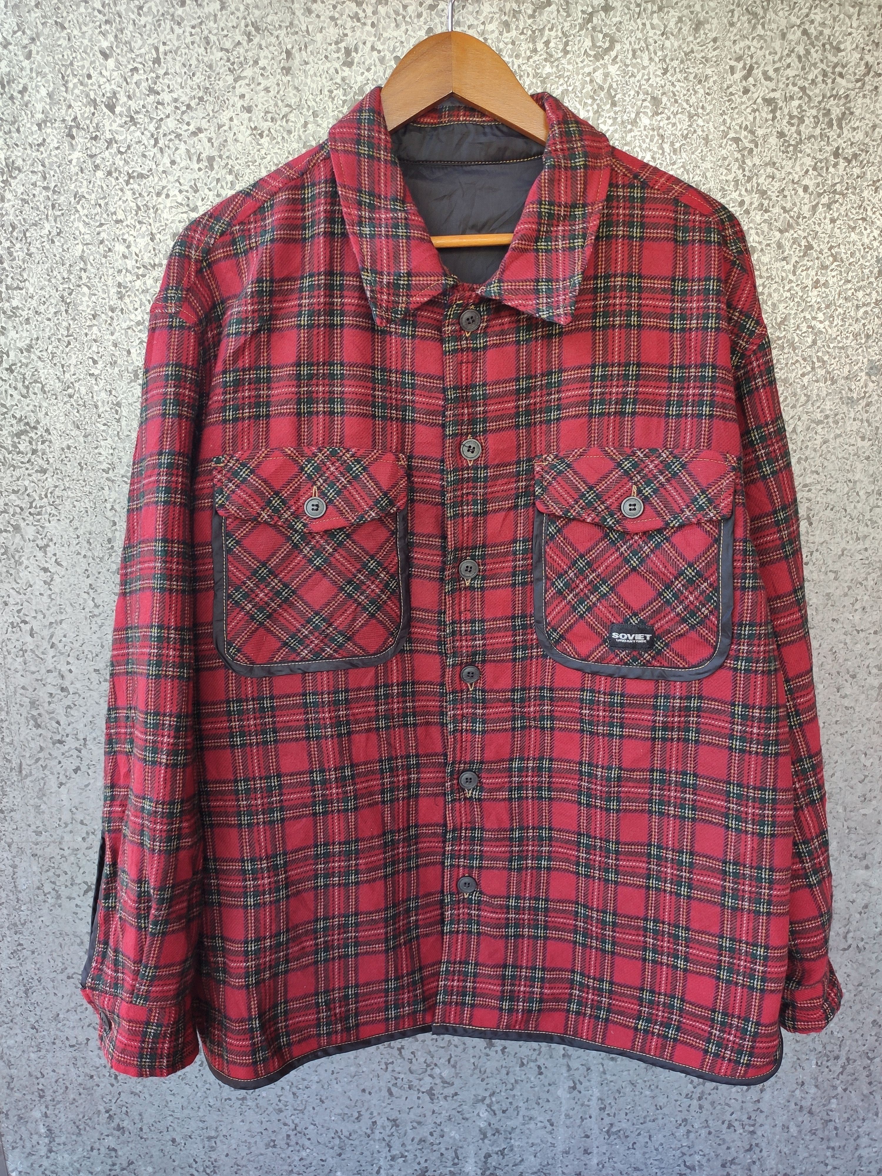 Vintage Soviet Urban tribe zipper jacket reversable tartan Size US L / EU 52-54 / 3 - 3 Thumbnail
