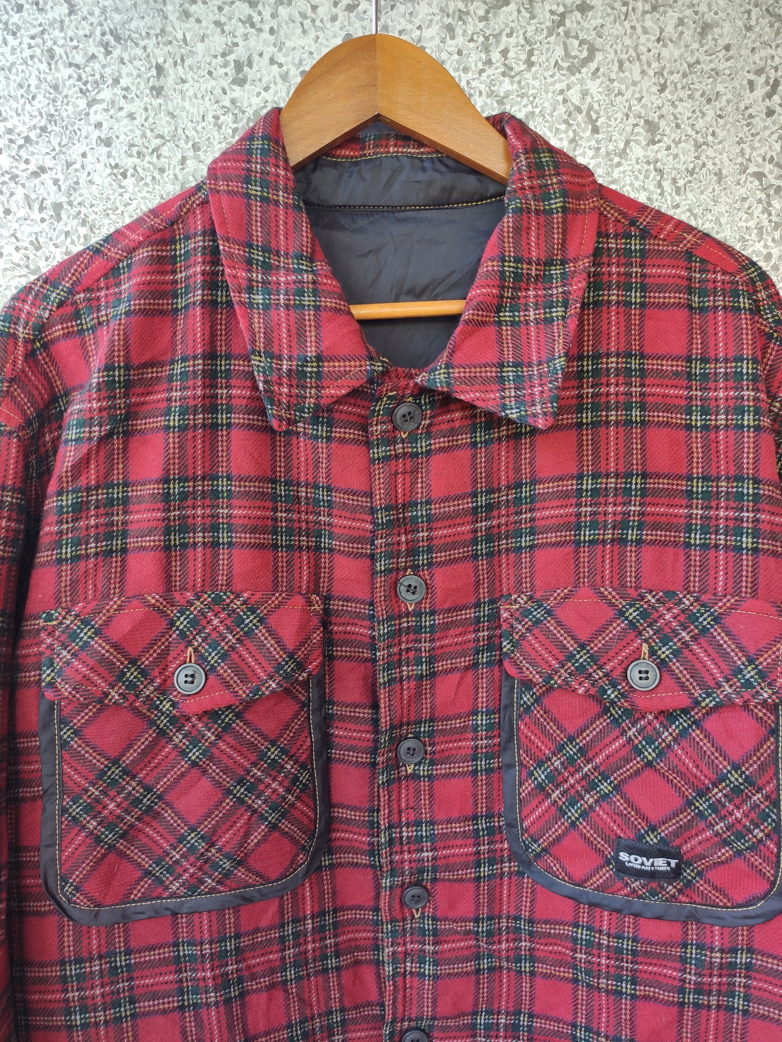 Vintage Soviet Urban tribe zipper jacket reversable tartan Size US L / EU 52-54 / 3 - 4 Thumbnail