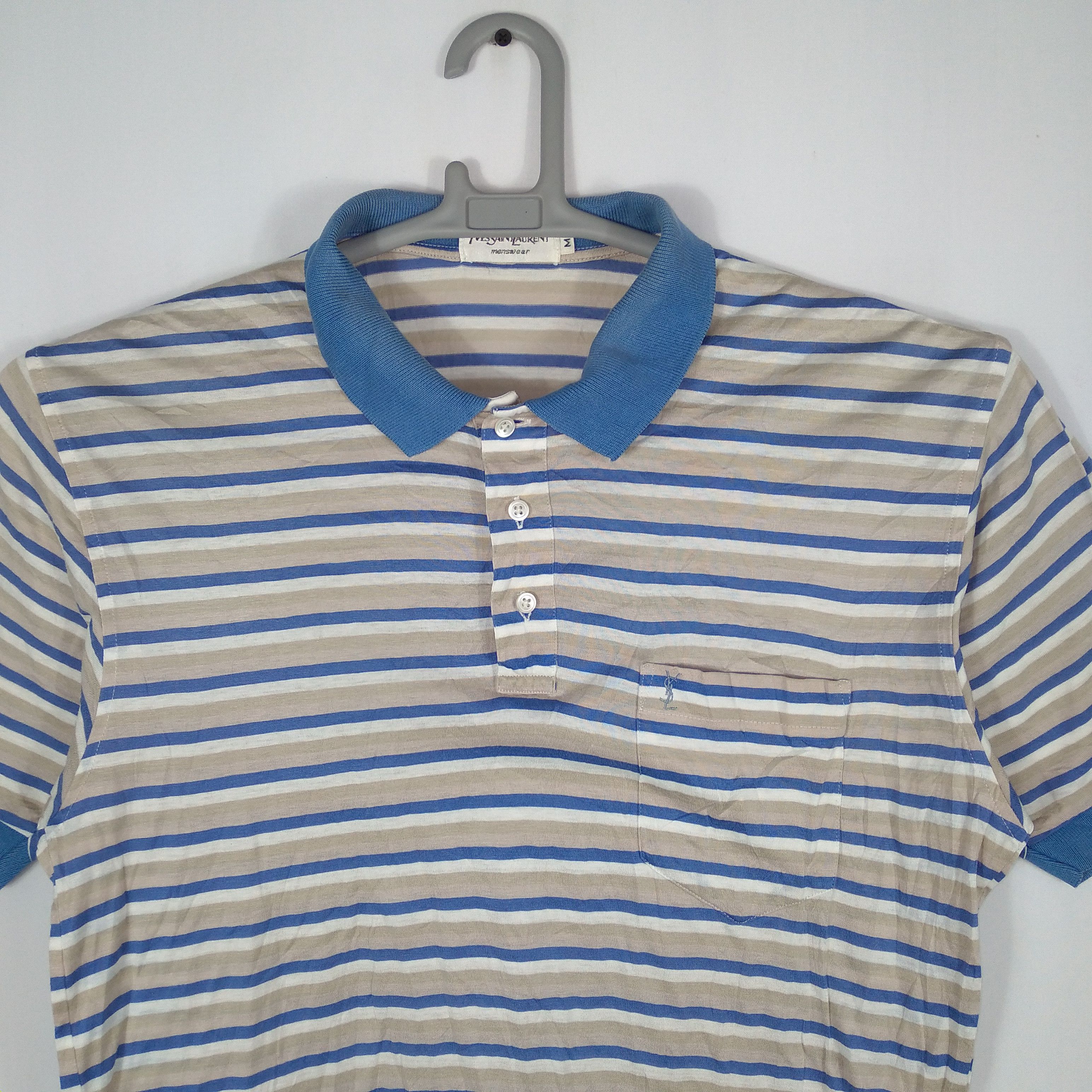 Designer × Vintage × Yves Saint Laurent Yves Saint Laurent Classics Stripes Polo Shirts Size US S / EU 44-46 / 1 - 2 Thumbnail