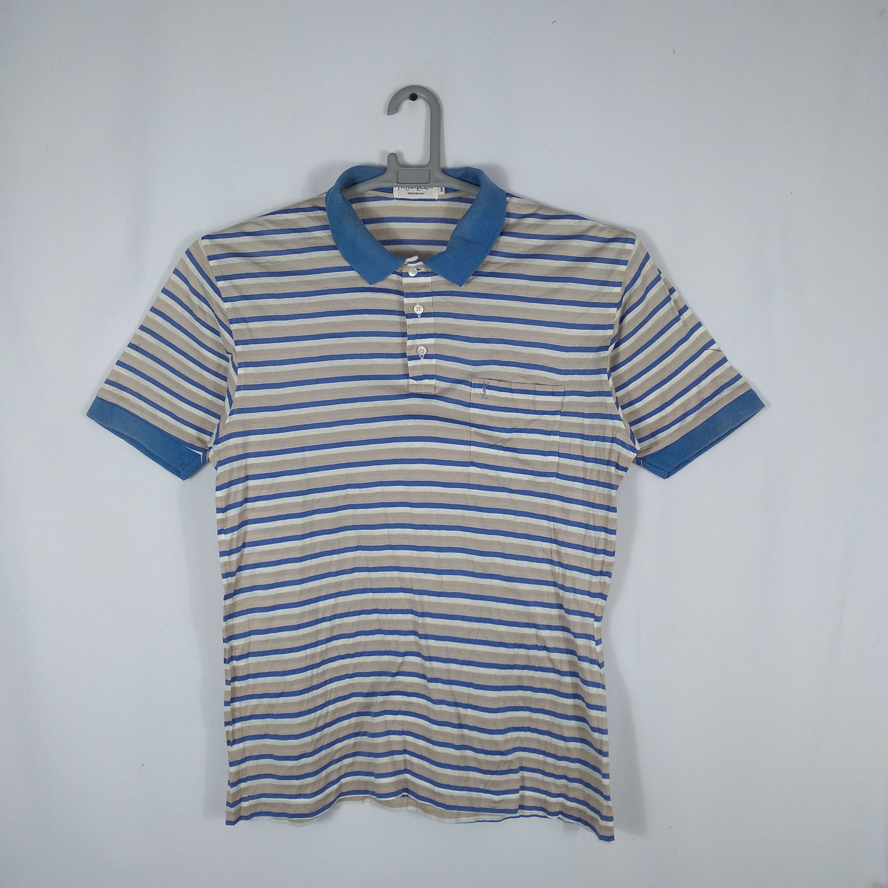 Designer × Vintage × Yves Saint Laurent Yves Saint Laurent Classics Stripes Polo Shirts Size US S / EU 44-46 / 1 - 1 Thumbnail