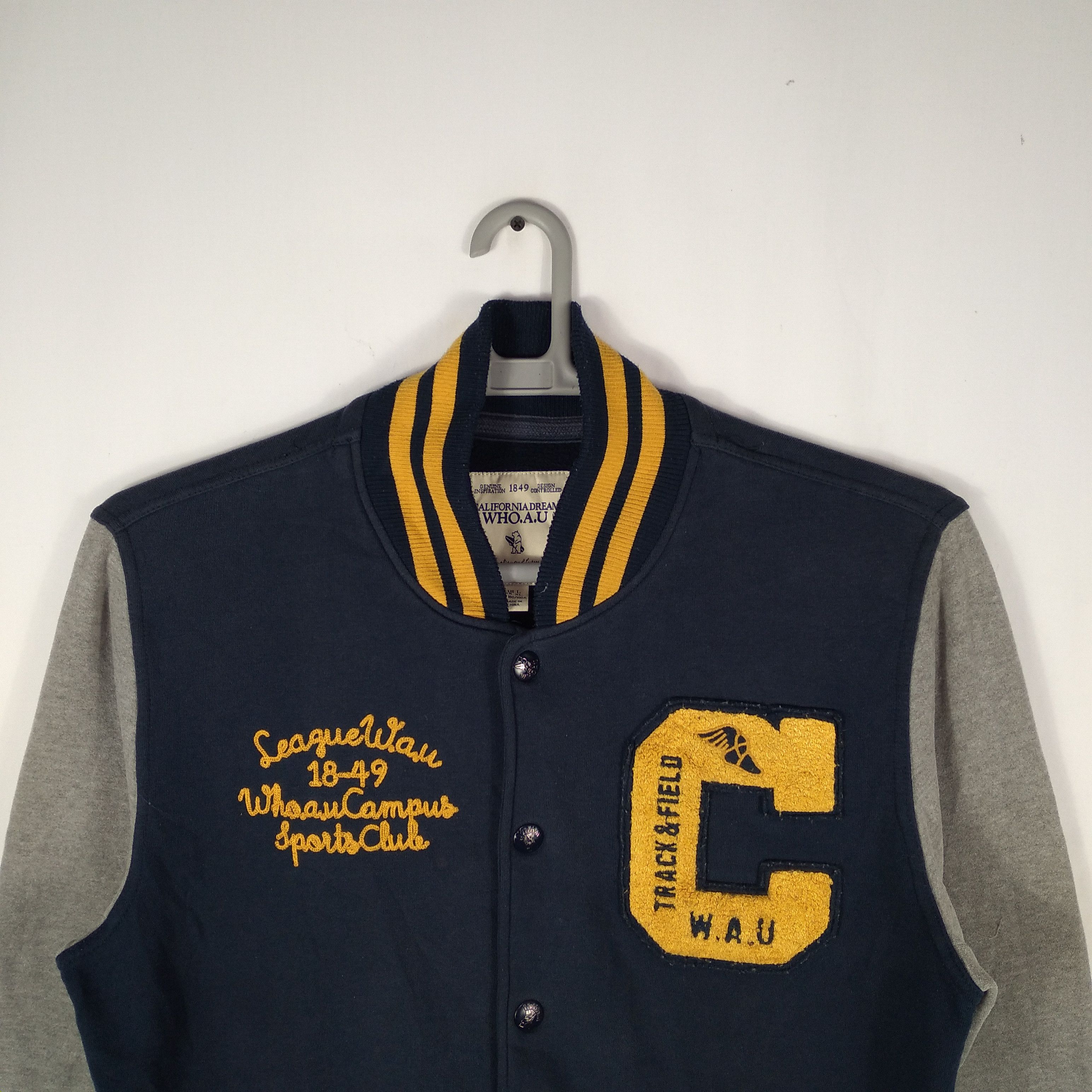 Japanese Brand × Vintage Vintage WHOAU Campus Sports Club Full Button Varsity Jacket Size US M / EU 48-50 / 2 - 2 Thumbnail
