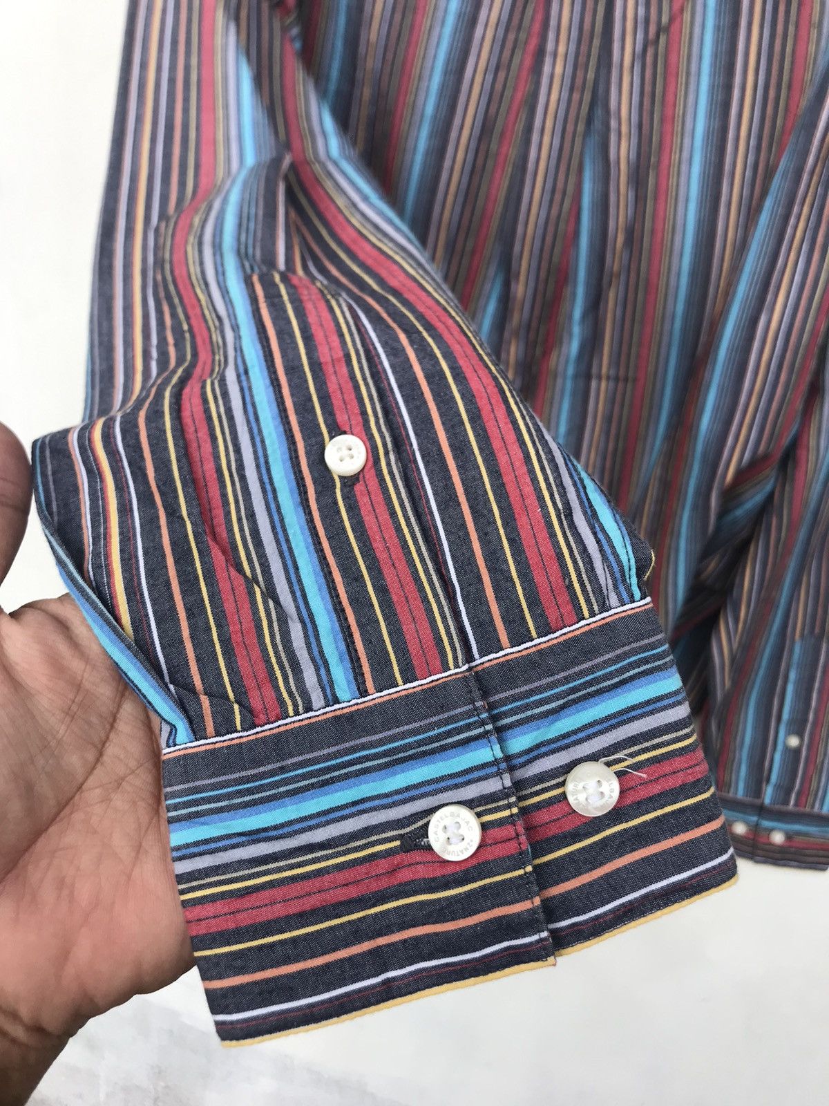 Japanese Brand CASTLE BAJAC STRIPED EMBROIDERED BUTTON FRONT SHIRT Size US XL / EU 56 / 4 - 8 Thumbnail