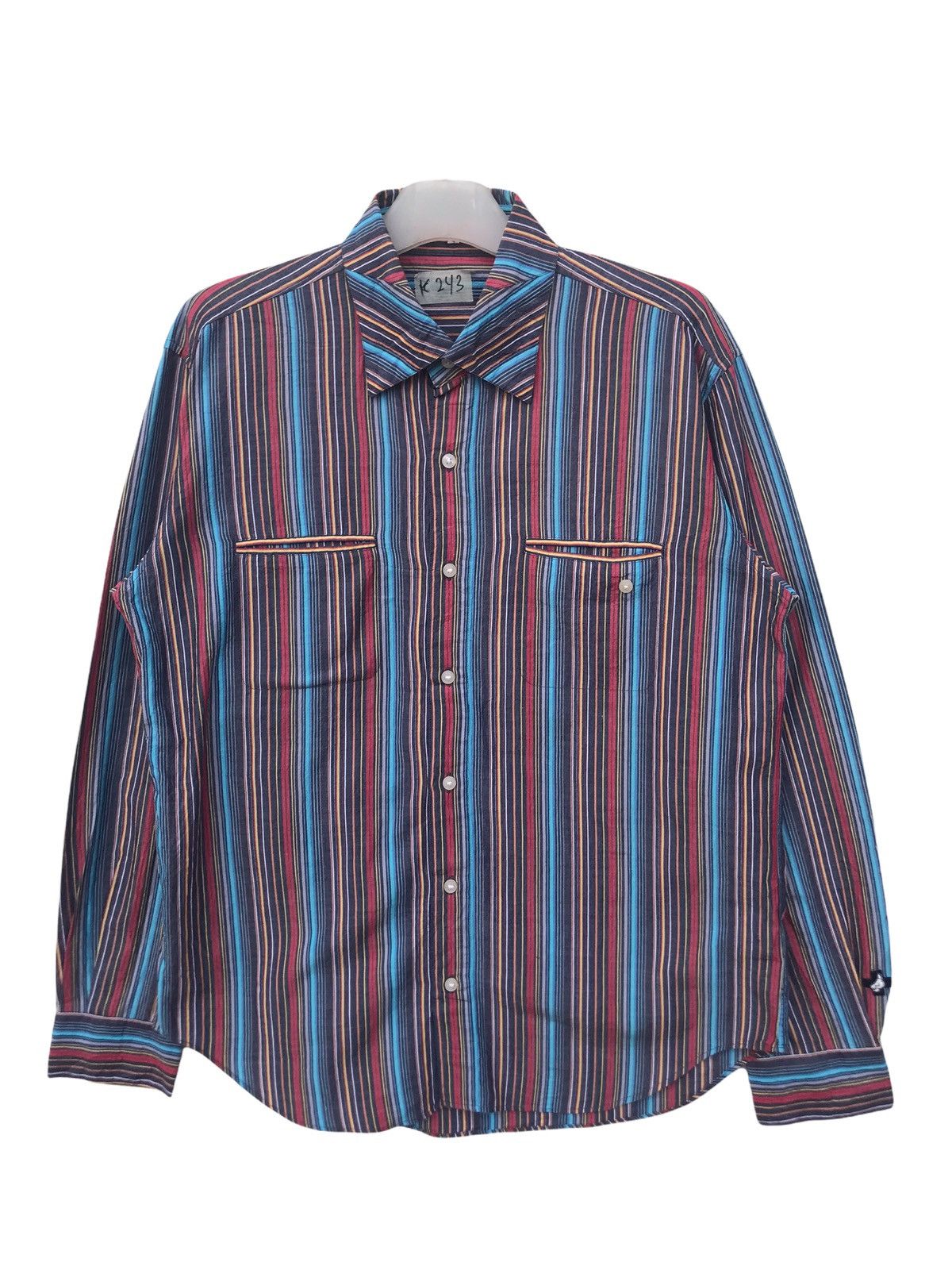 Japanese Brand CASTLE BAJAC STRIPED EMBROIDERED BUTTON FRONT SHIRT Size US XL / EU 56 / 4 - 1 Thumbnail