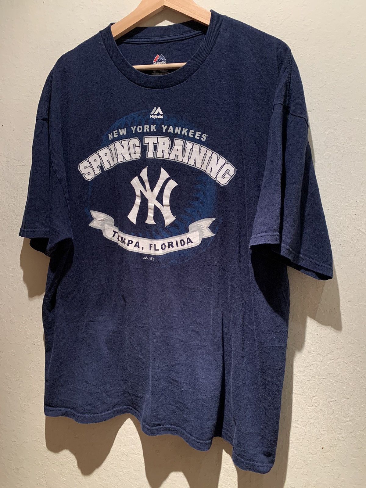 image of New York Yankees Spring Training Majestic Mlb T-Shirt in Navy/White/Gray, Men's (Size 2XL)